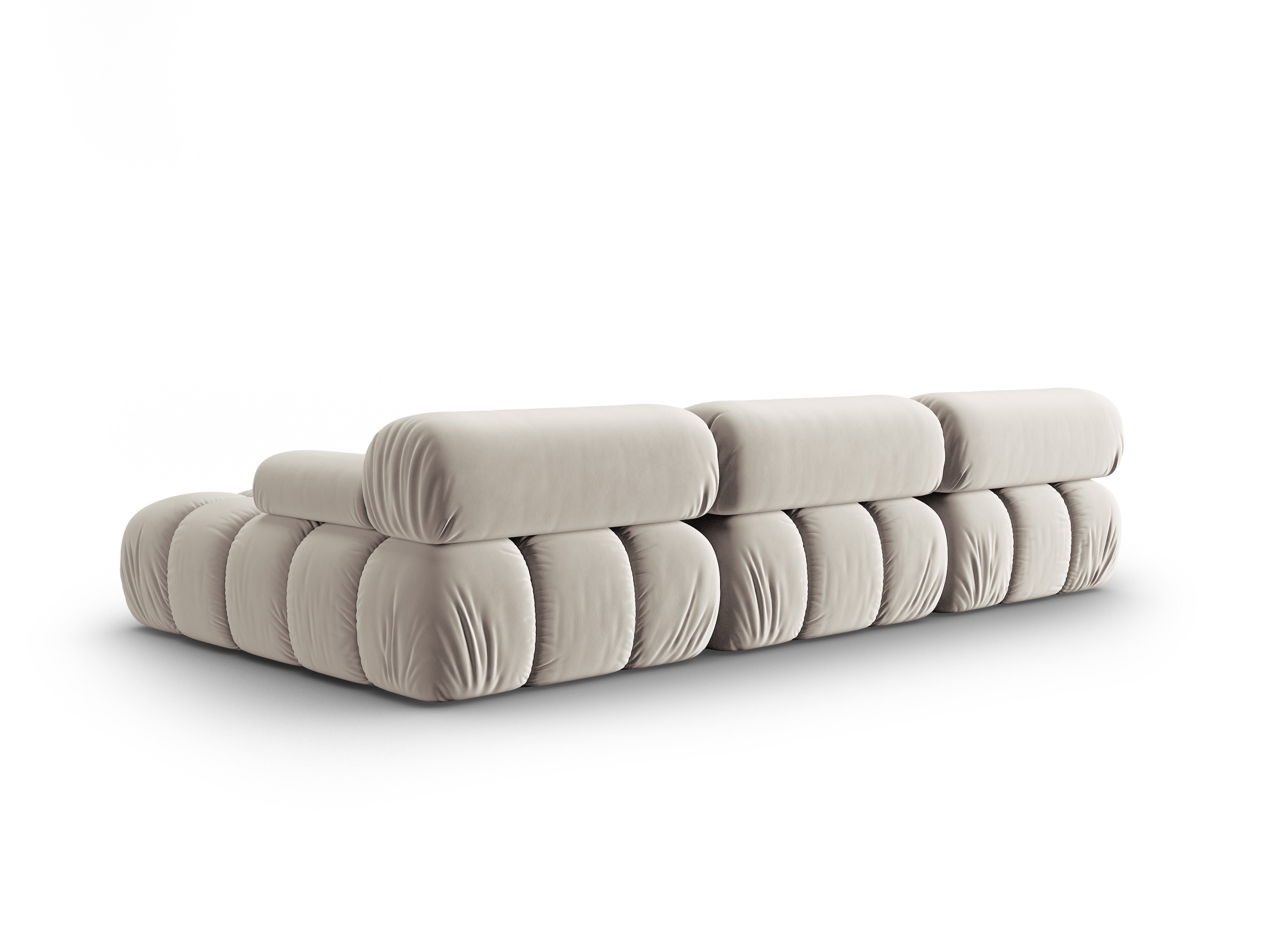 Beige pravostranný sametový rohový gauč pro 4 osoby CORTINA