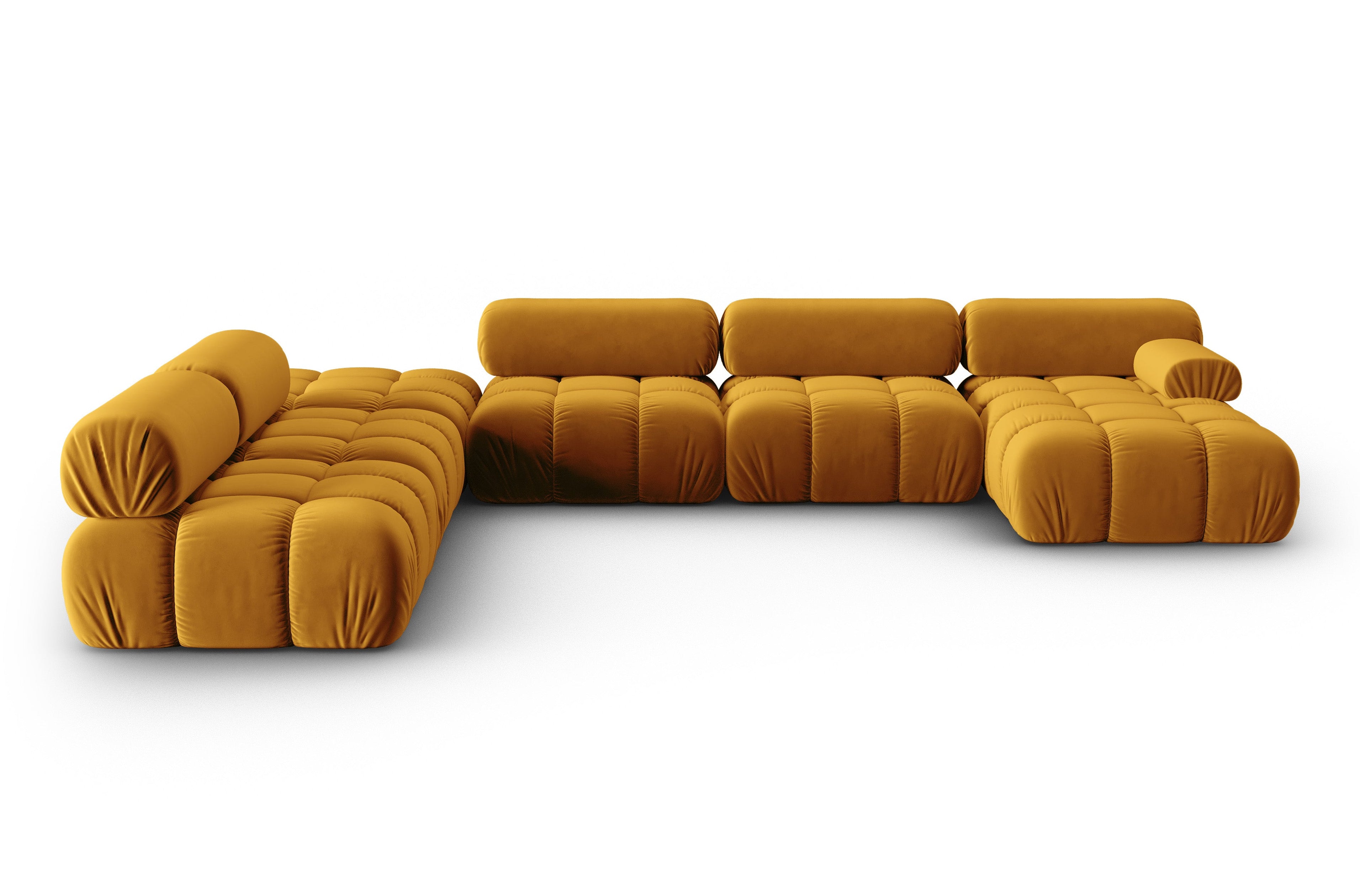 CORTINA Yellow Left-Handed Velvet Panoramic Corner Sofa