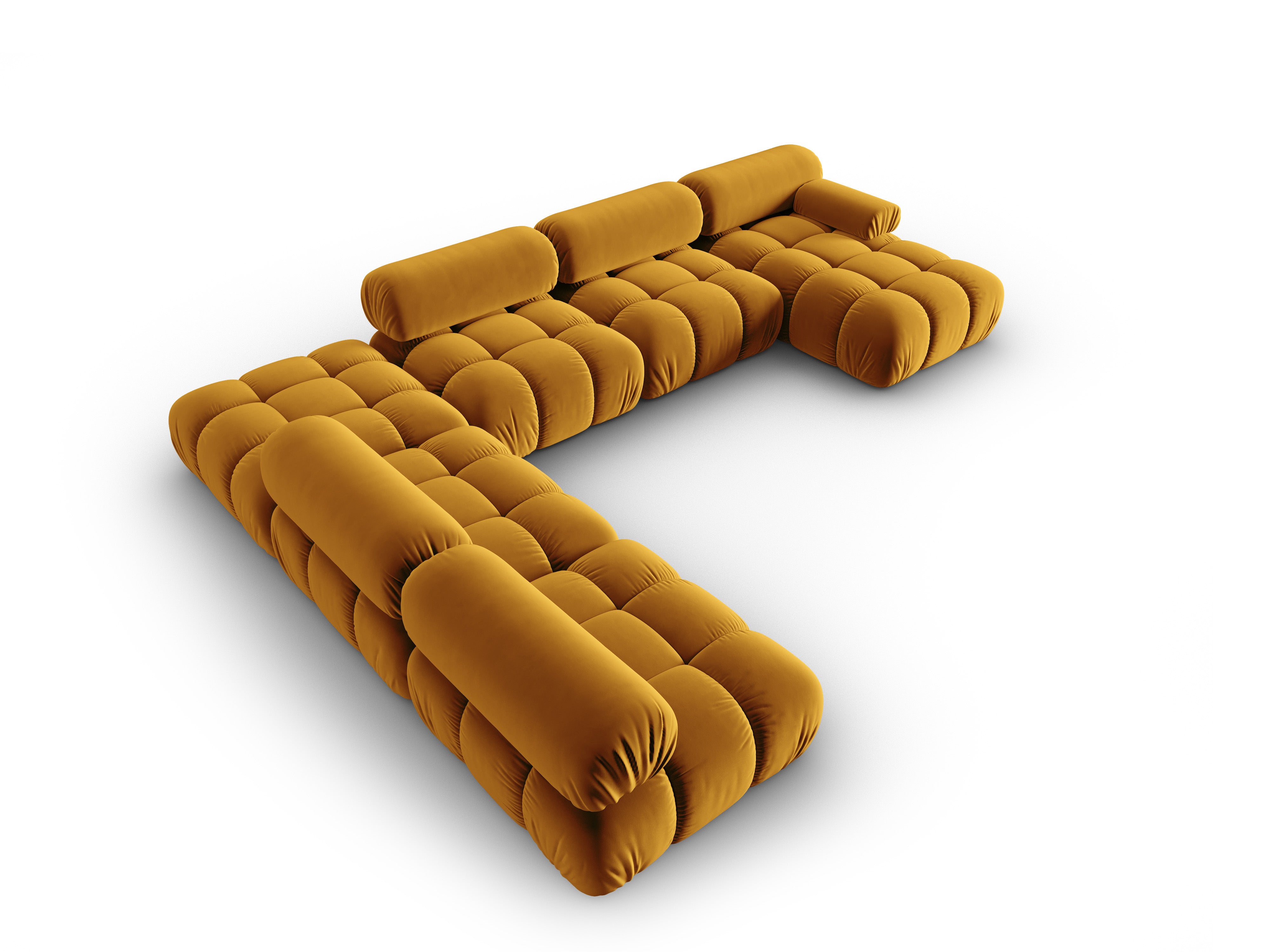 CORTINA Yellow Left-Handed Velvet Panoramic Corner Sofa