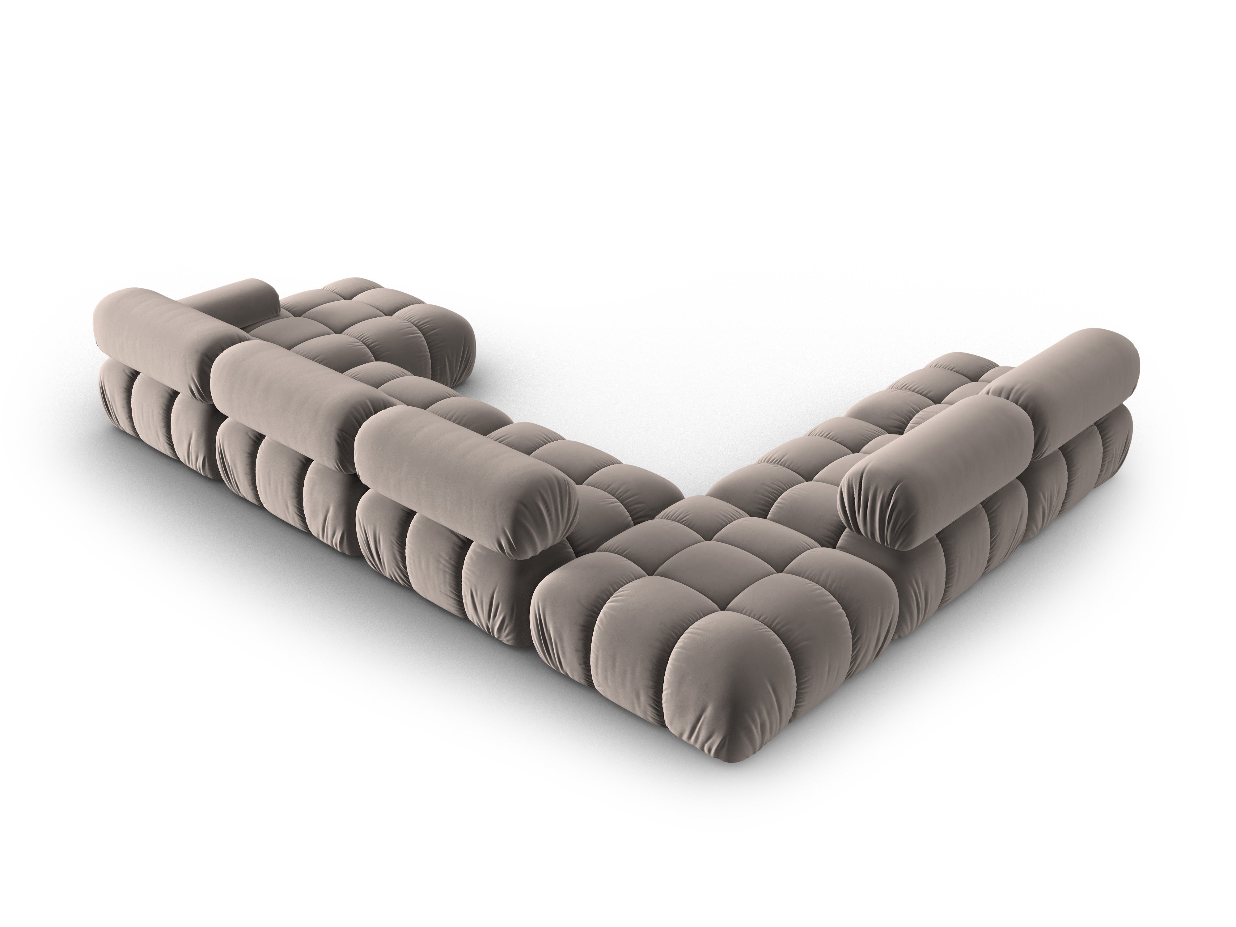 CORTINA Left-Arm Velvet Panoramic Sofa in Cappuccino