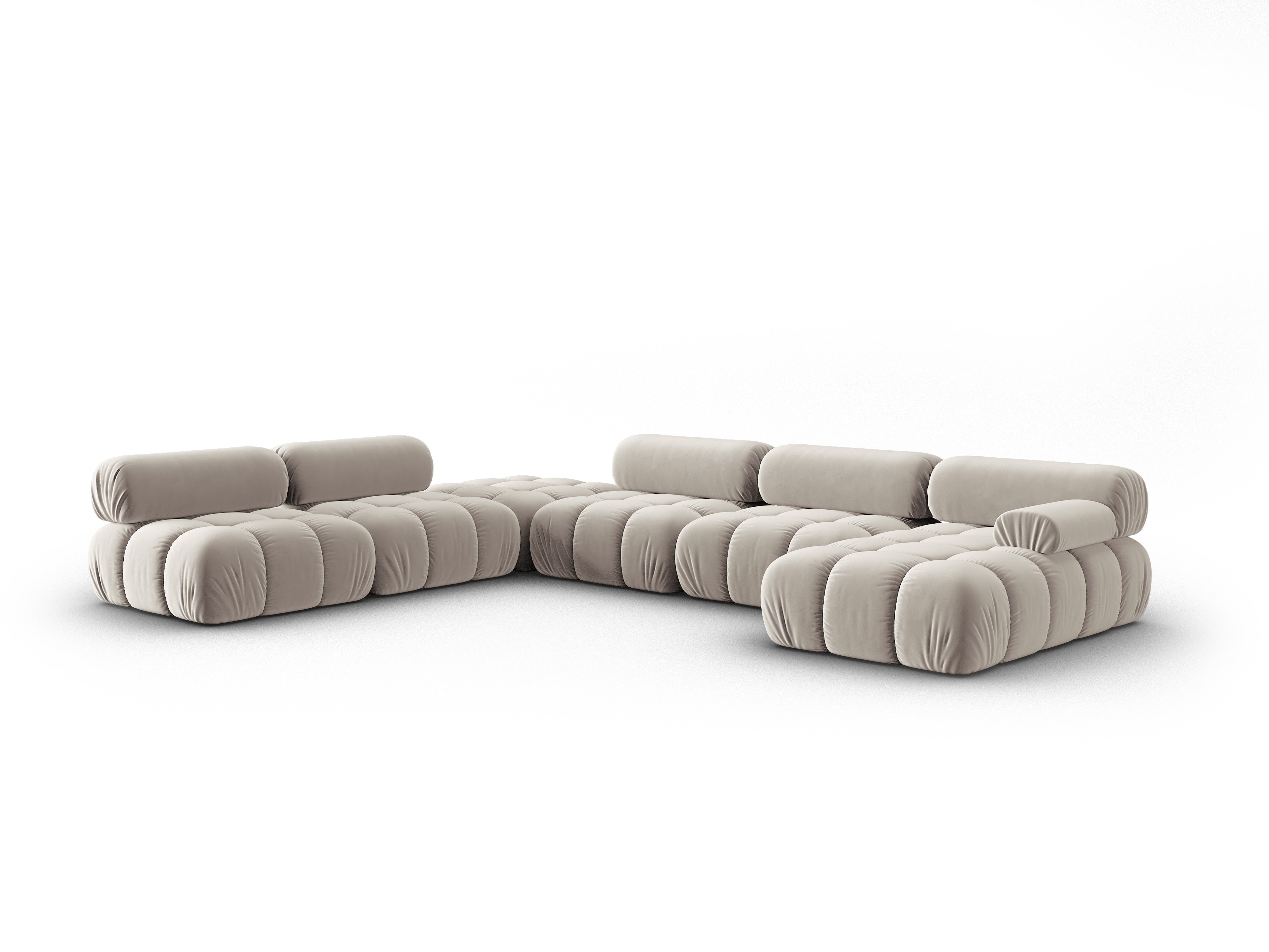 CORTINA Left-Arm Velvet Panoramic Sofa in Beige