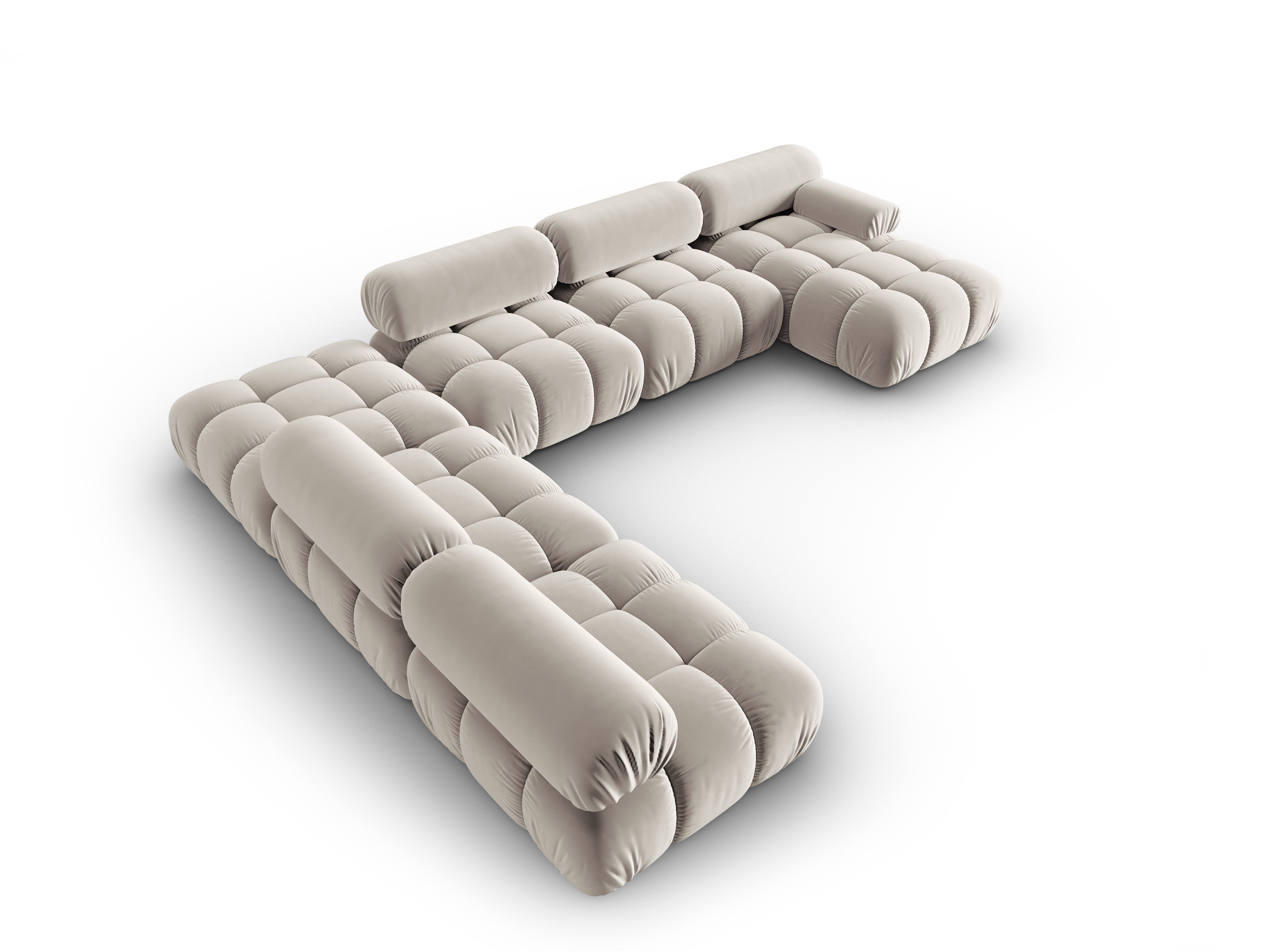 CORTINA Left-Arm Velvet Panoramic Sofa in Beige