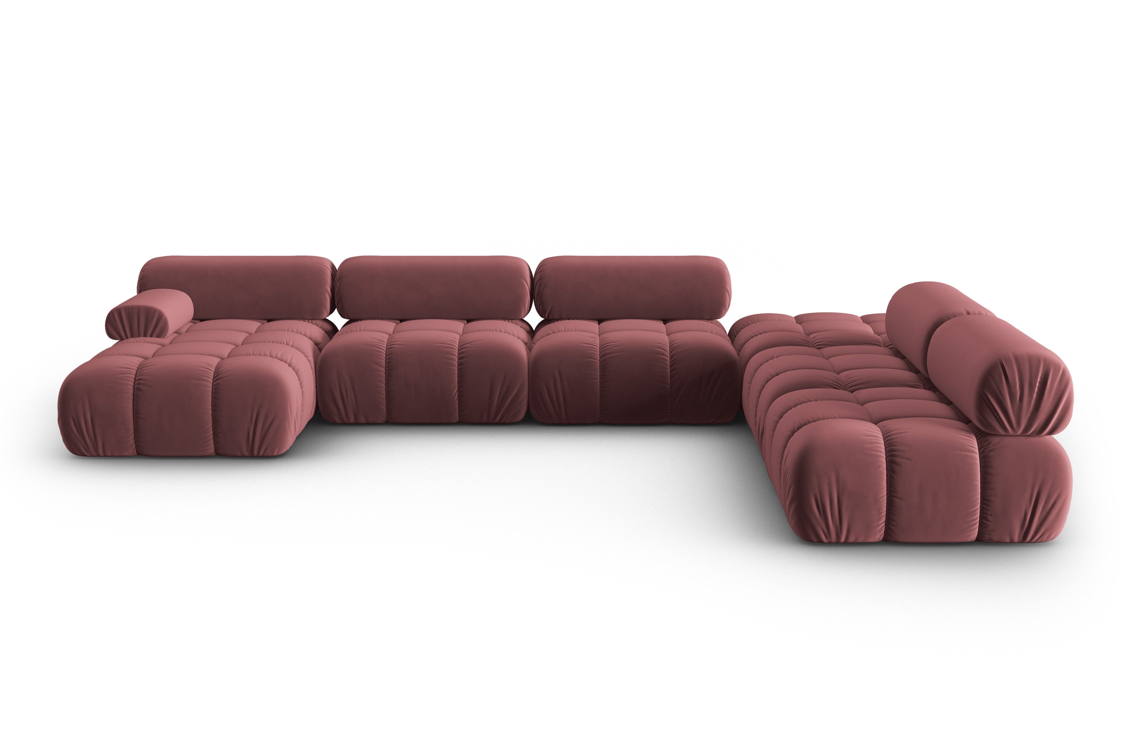 CORTINA Pink Right-Hand Velvet Panoramic Corner Sofa