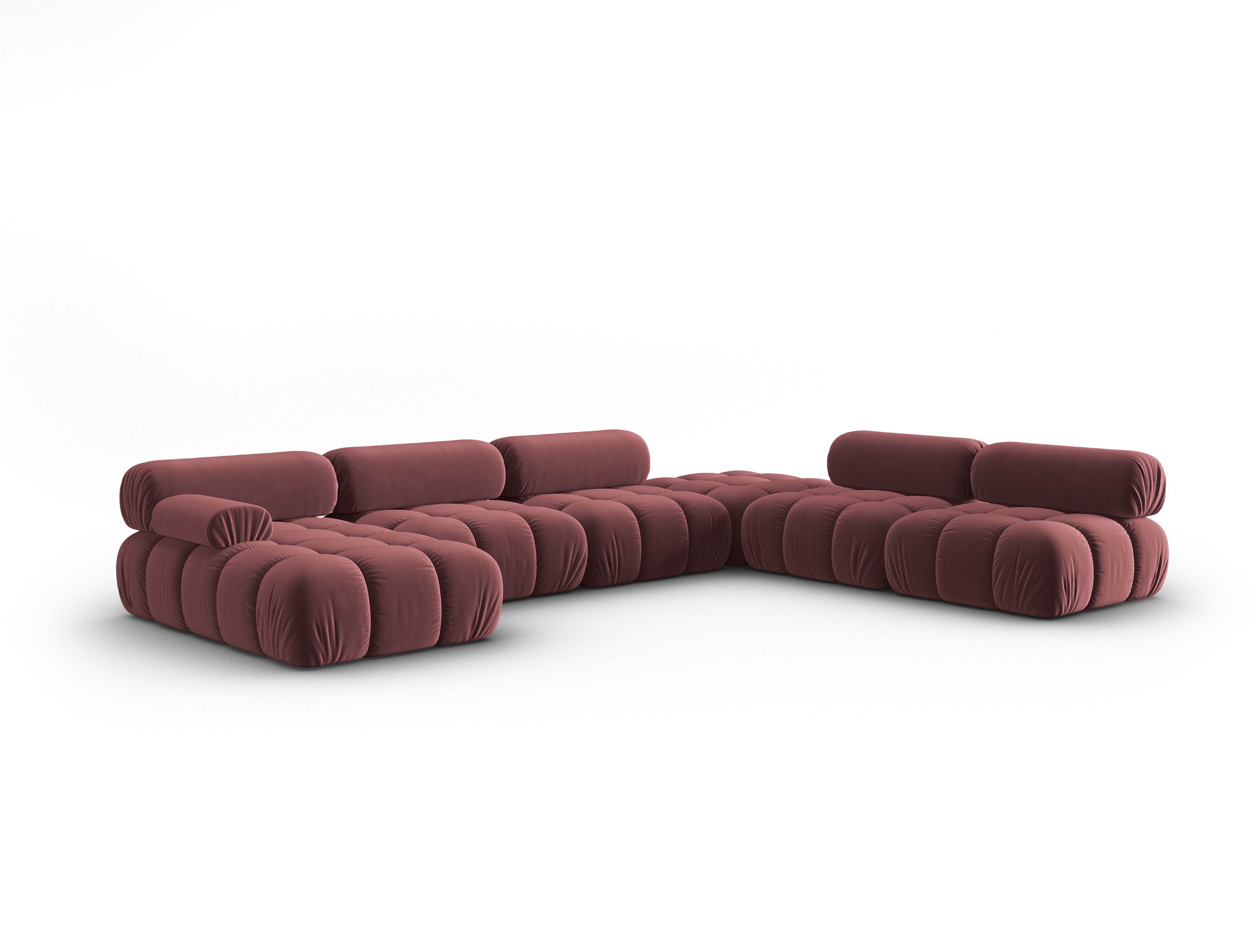 CORTINA Pink Right-Hand Velvet Panoramic Corner Sofa
