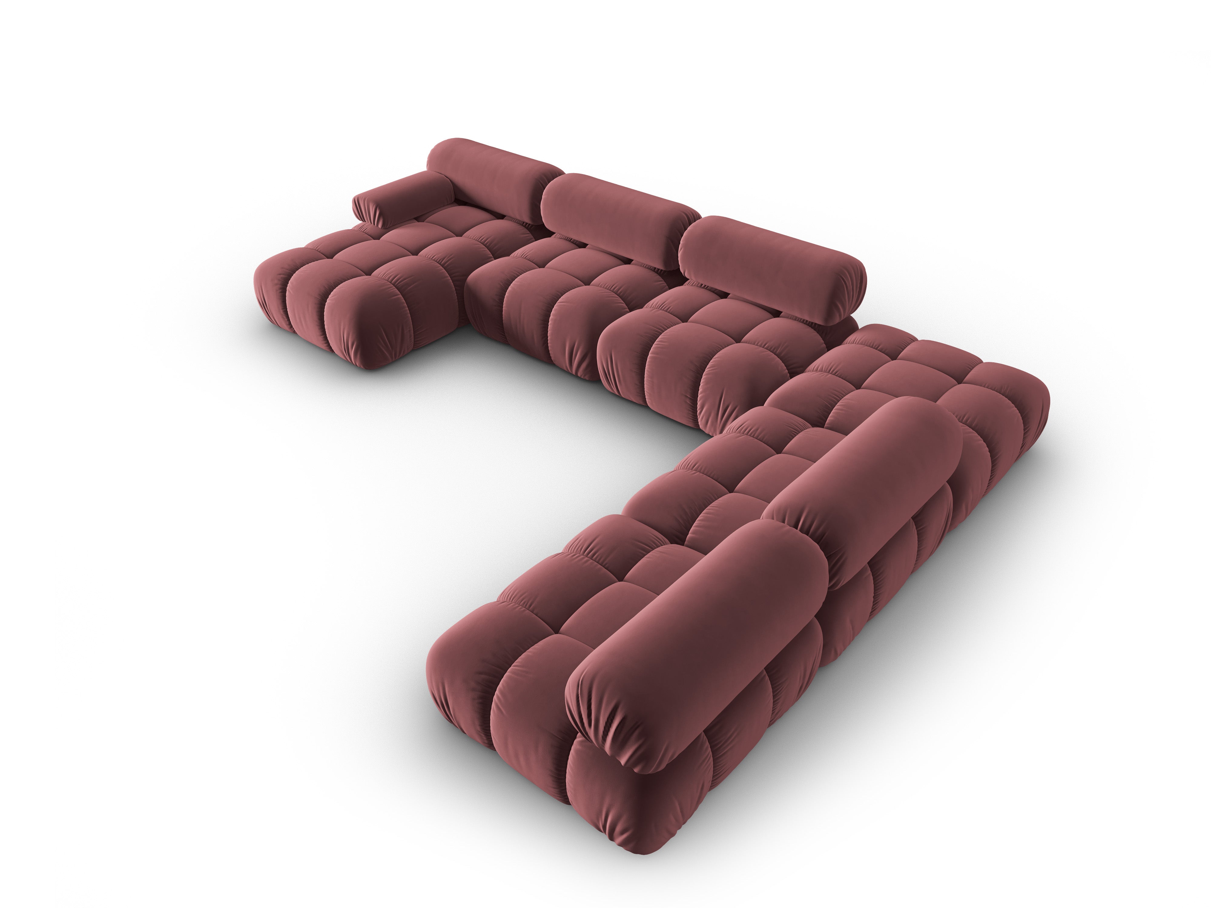 CORTINA Pink Right-Hand Velvet Panoramic Corner Sofa