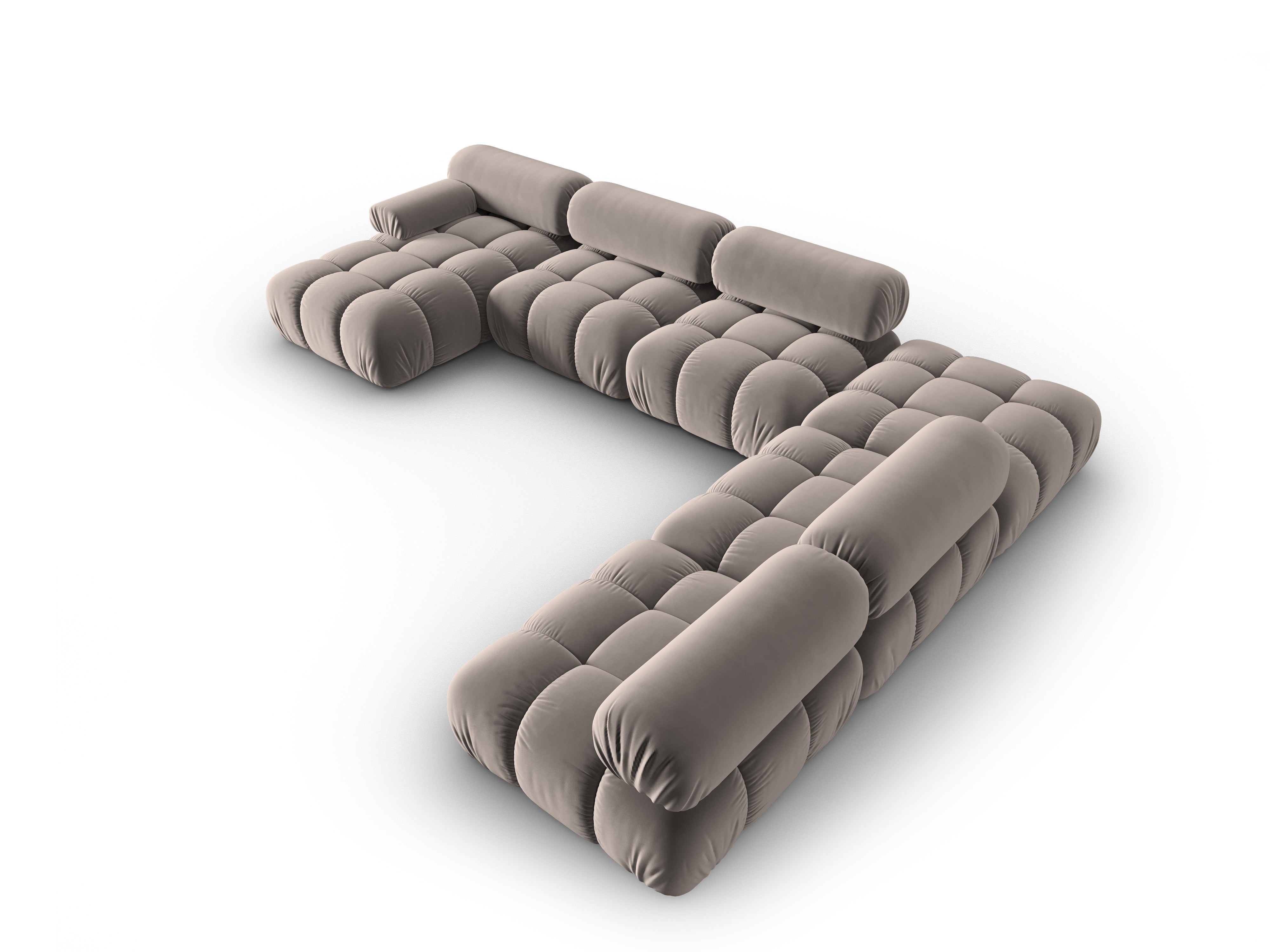 CORTINA Cappuccino Right-Hand Velvet Panoramic Corner Sofa