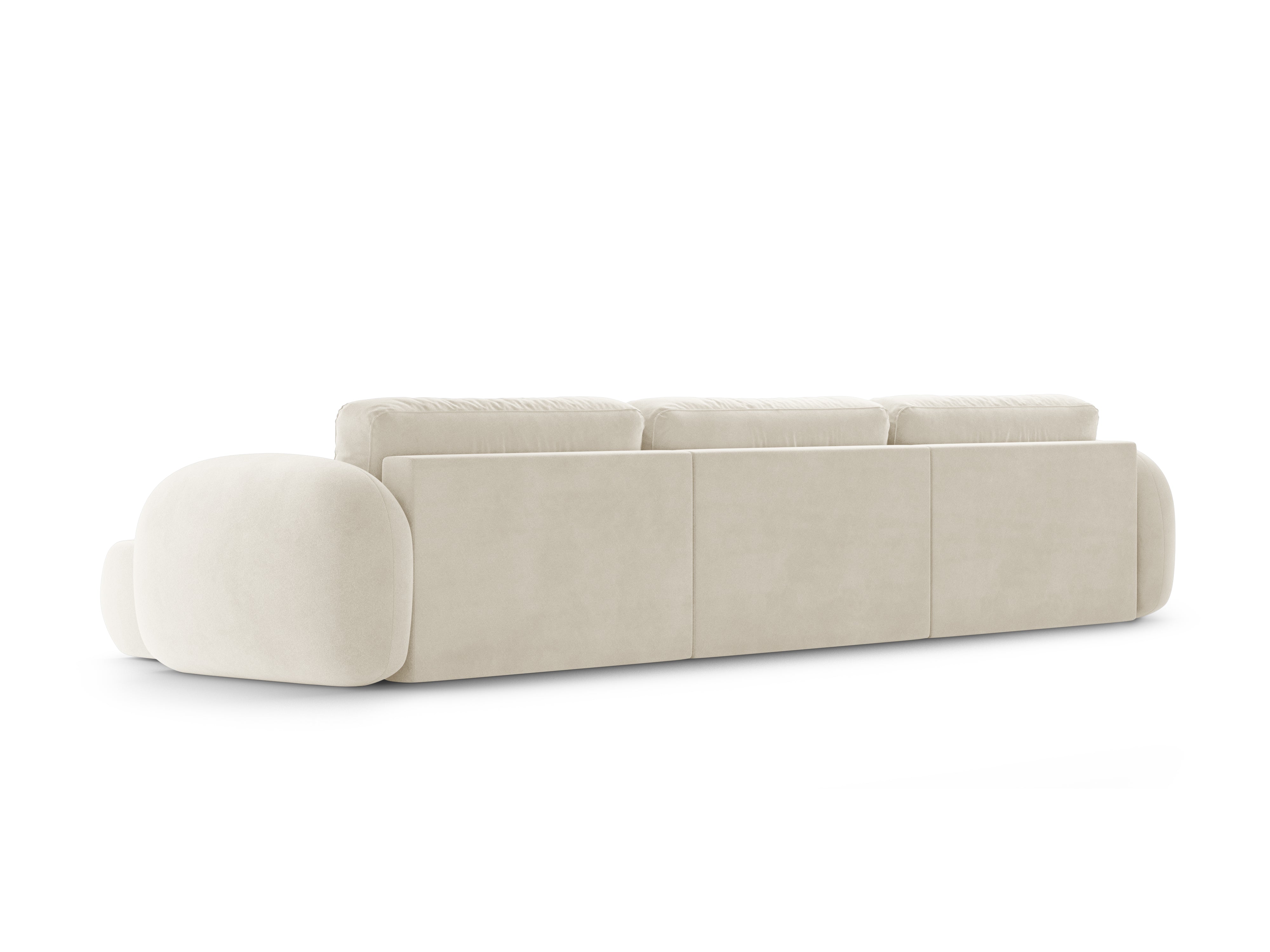 Panoramic Velvet Sofa with Sleeping Function for 5 People TONALE Cream