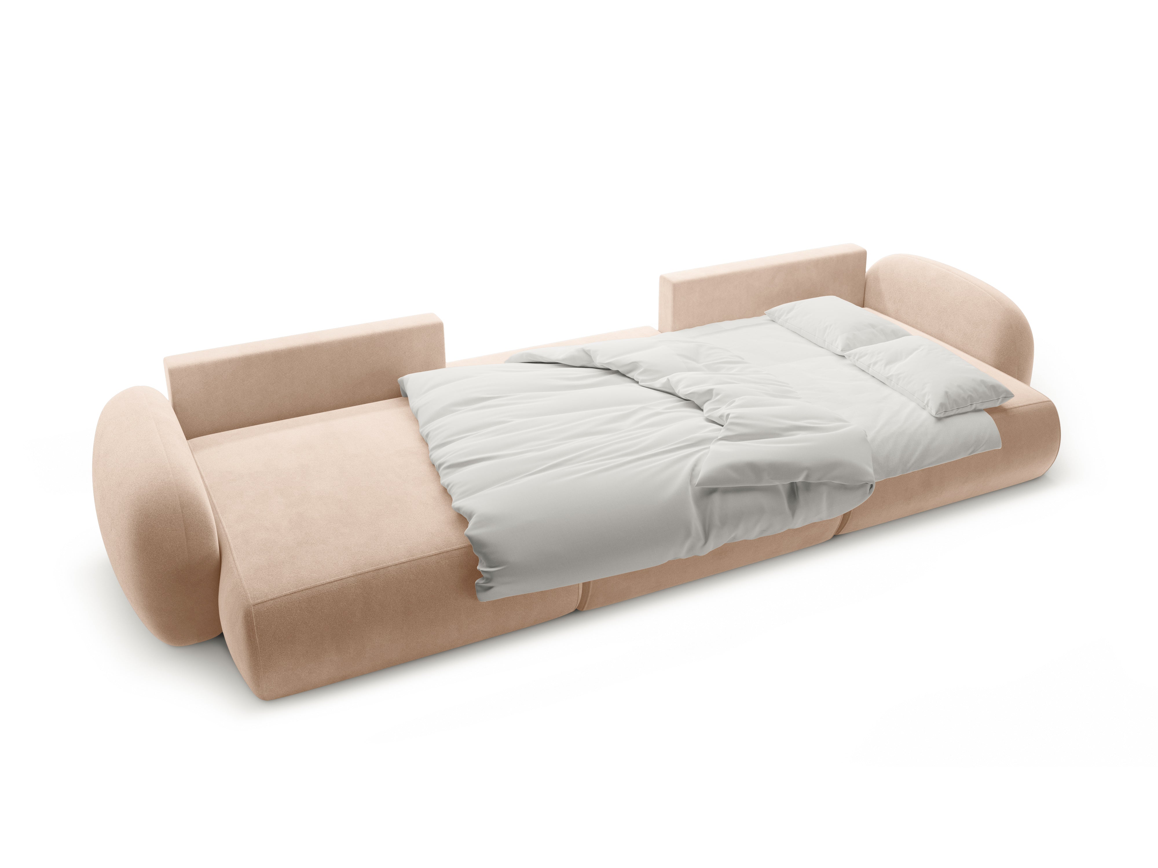 Panoramic Velvet Sofa with Sleeping Function for 5 People TONALE Beige