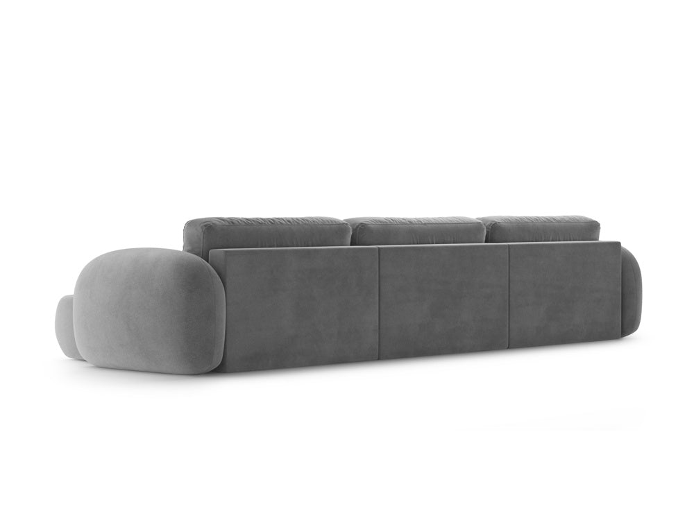 Panoramic velvet sofa with sleeping function for 5 people TONALE dark gray