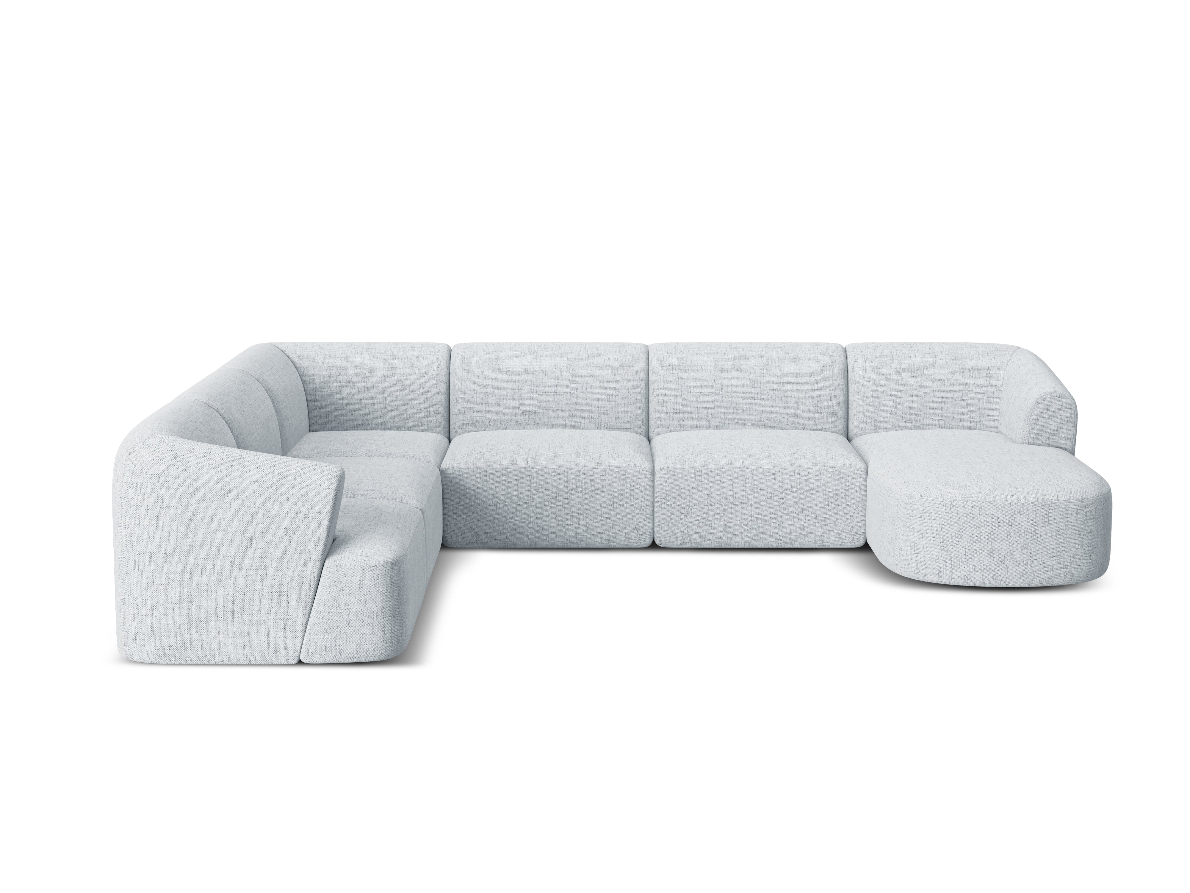 Left-sided panoramic corner sofa for 7 people CAMPI light gray chenille