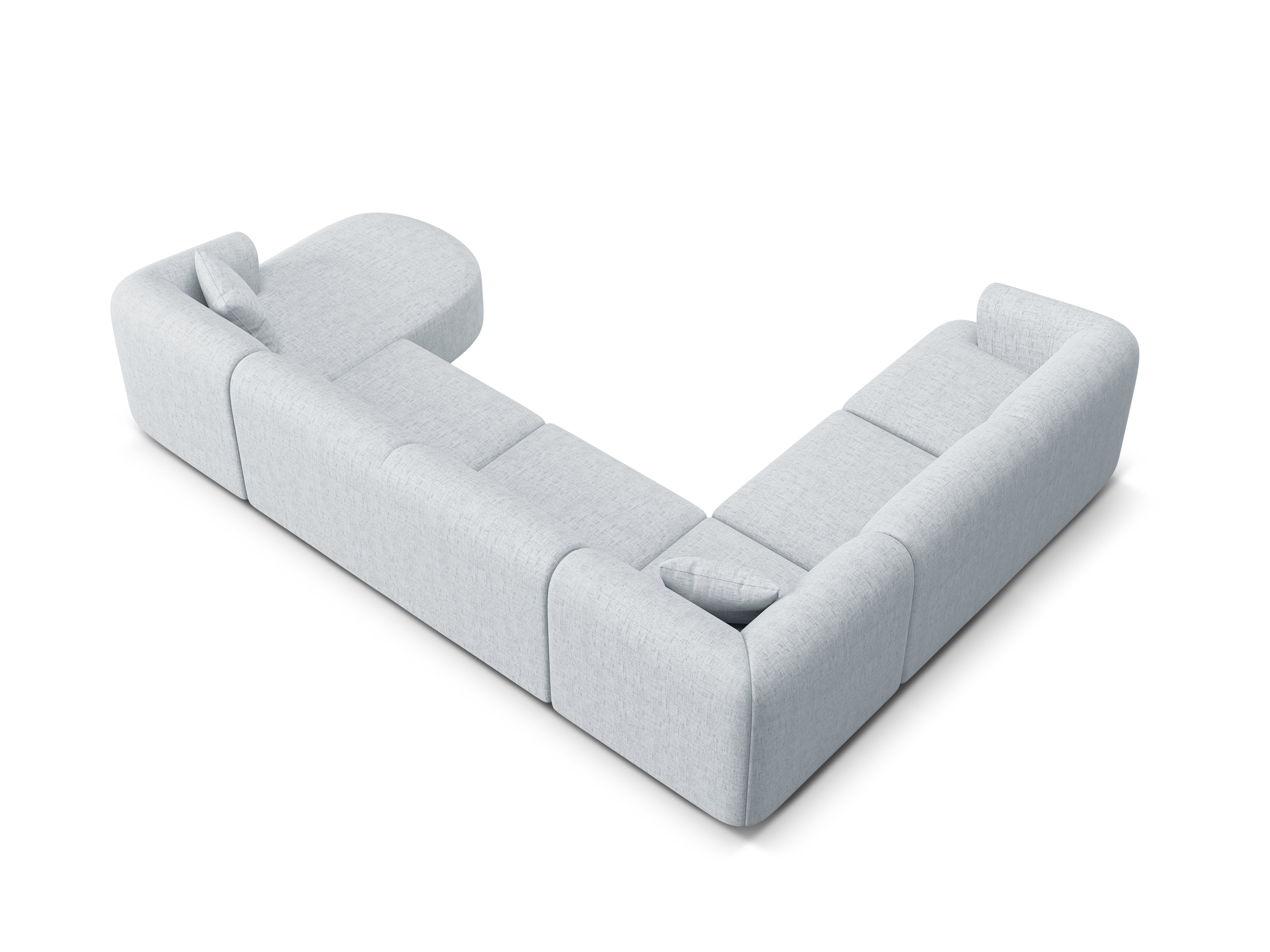 Left-sided panoramic corner sofa for 7 people CAMPI light gray chenille