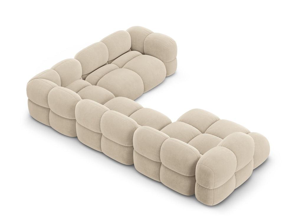 Right-facing U-shaped velvet corner sofa LORETTO beige