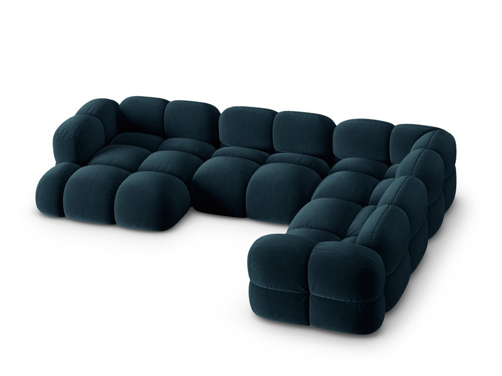 Velvet U-shaped right-facing corner sofa LORETTO petrol