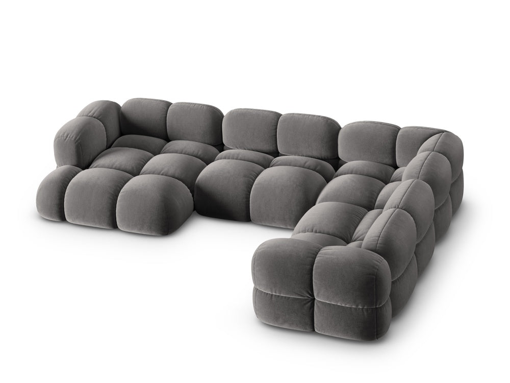 Right-facing velvet U-shaped corner sofa LORETTO gray