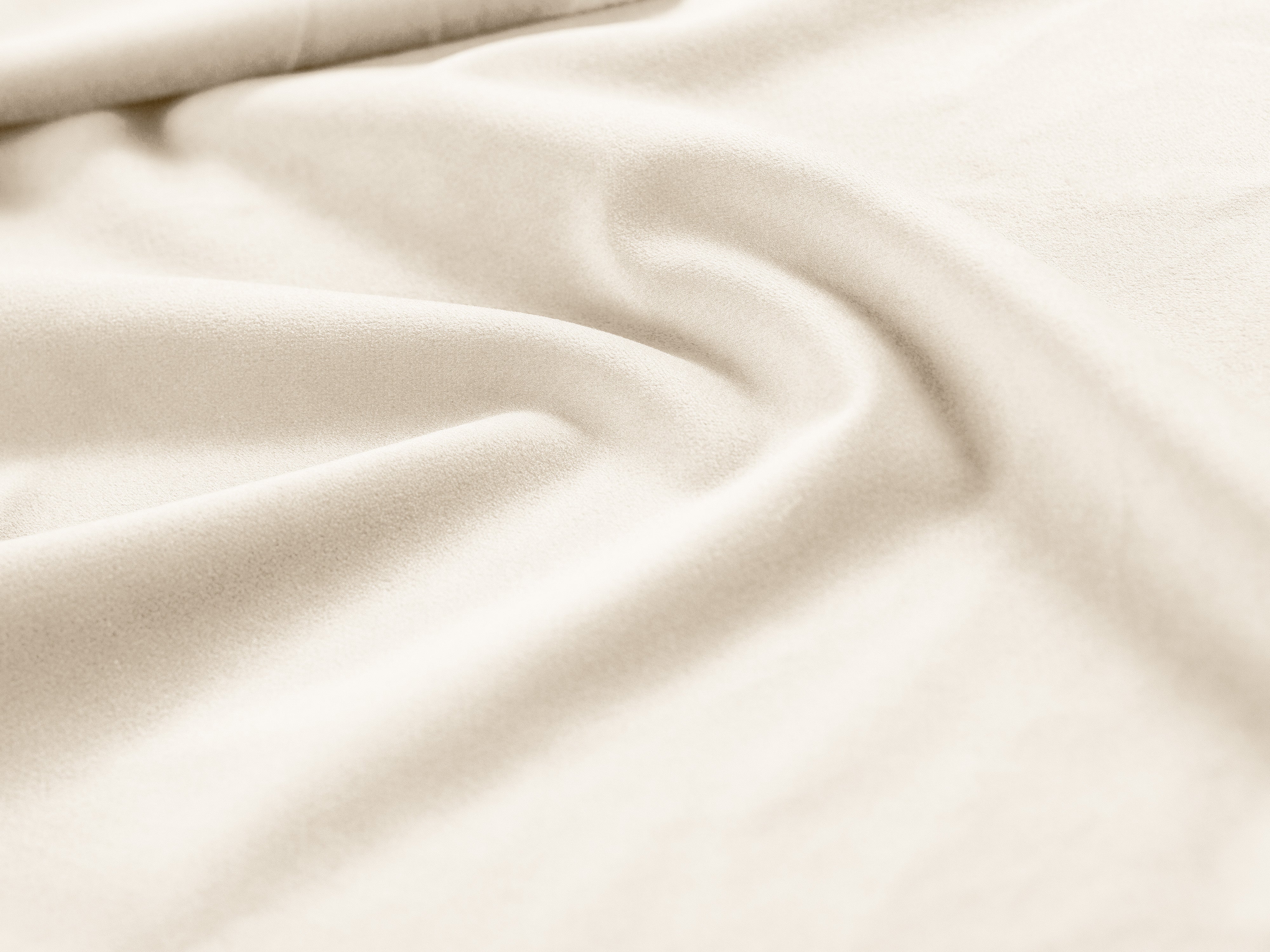 Narożnik panoramiczny aksamitny prawostronny 7-osobowy VIENNA jasnobeżowy z czarną podstawą