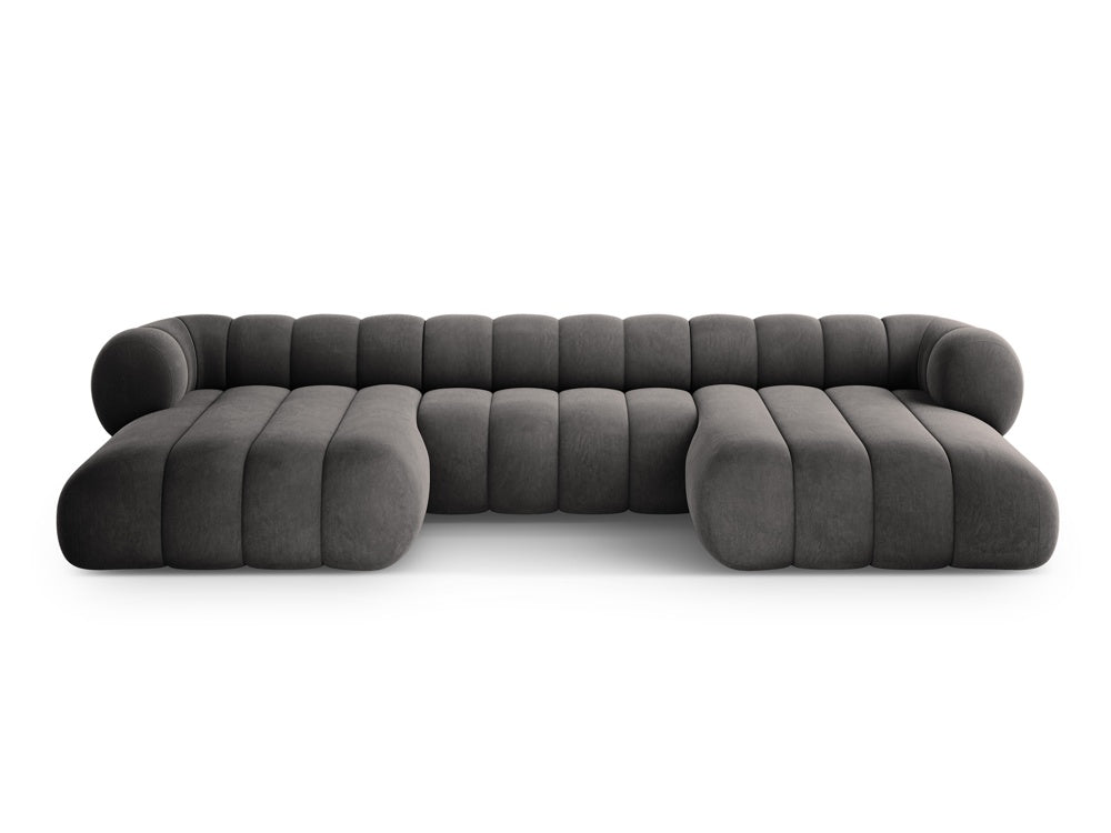 KOGE dark gray velvet panoramic sofa for 6 people