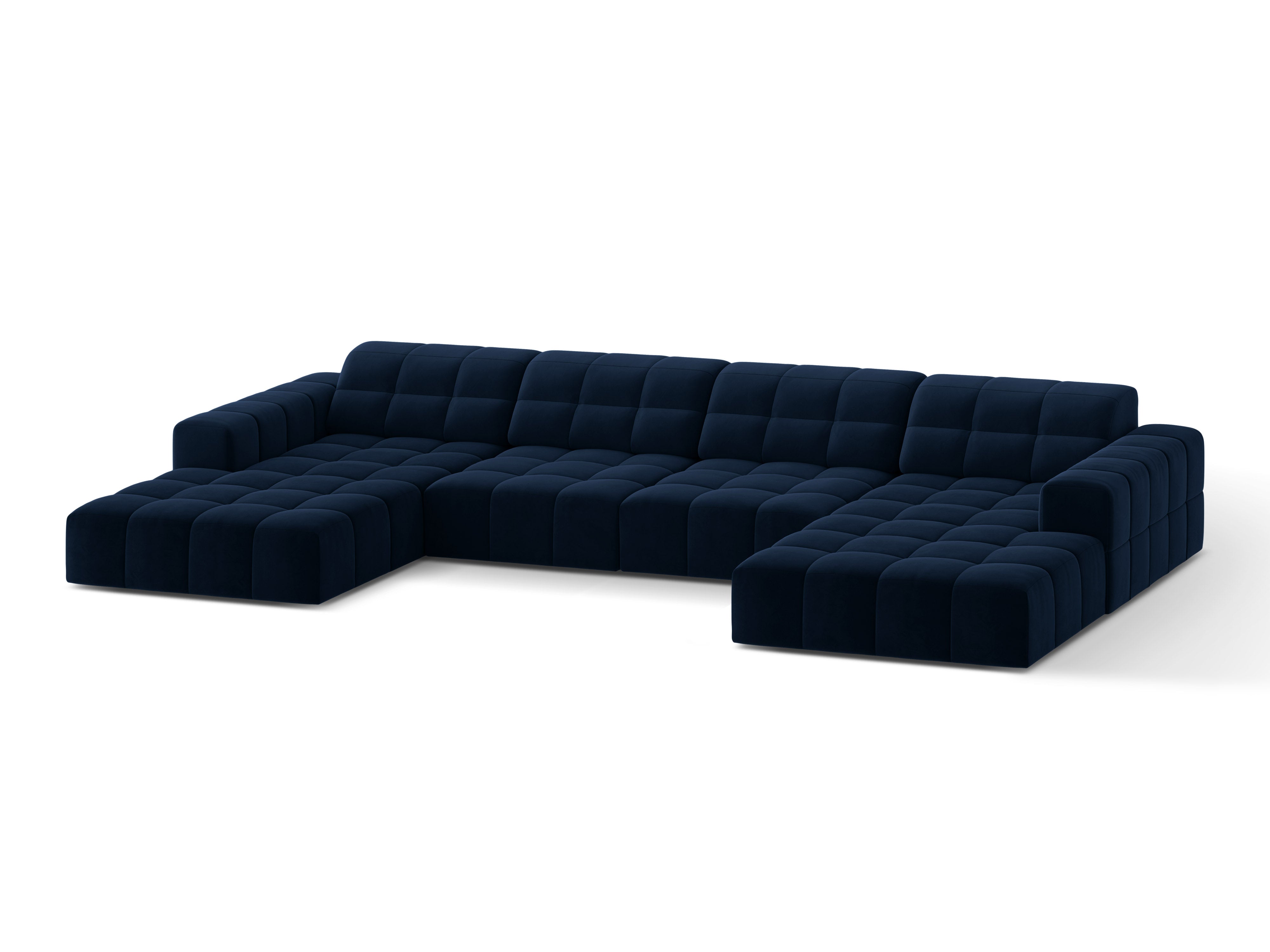 Sofa panoramatická sametová pro 6 osob CHICAGO královská modrá