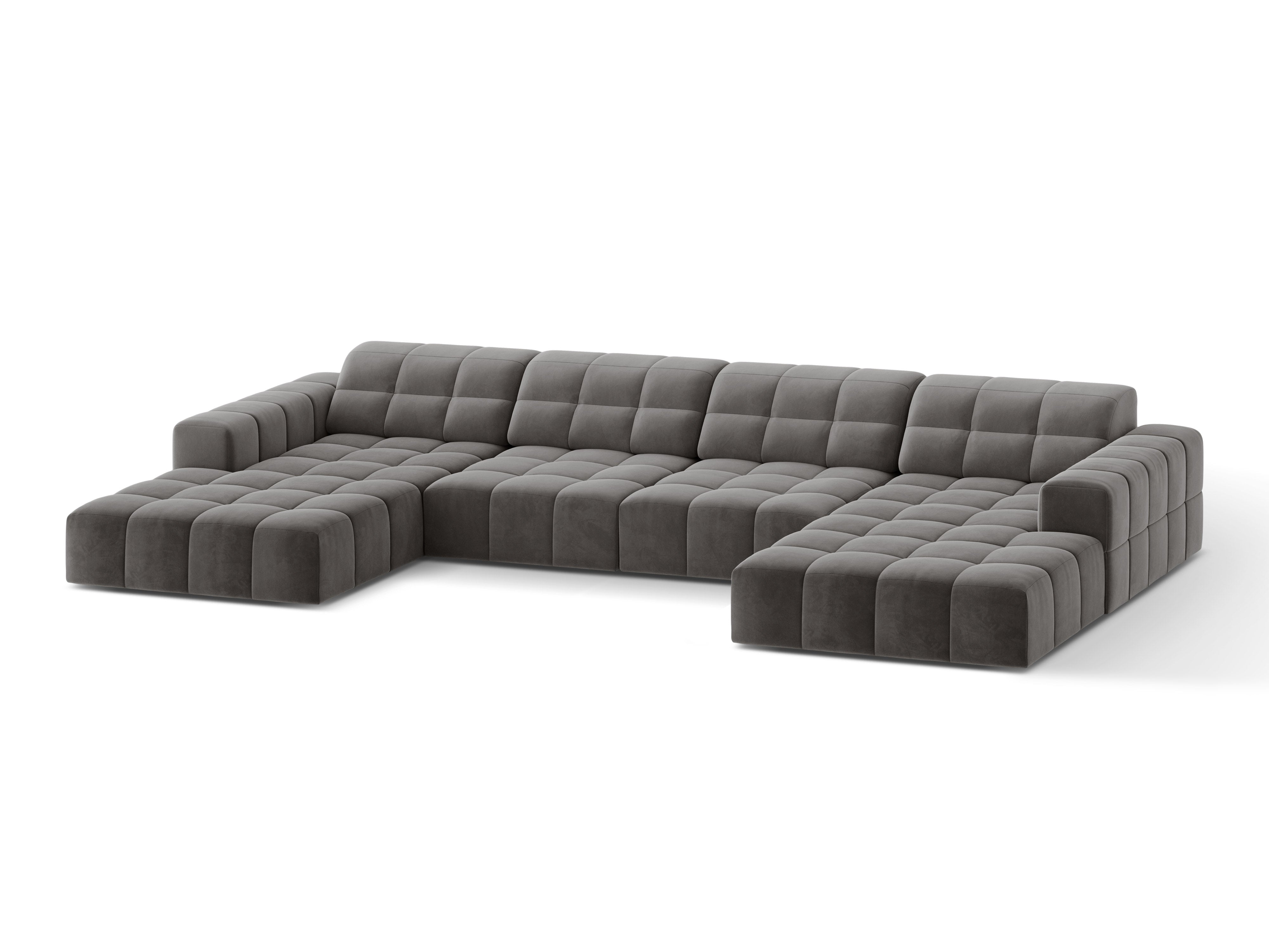 Sofa panoramatická sametová pro 6 osob CHICAGO šedá