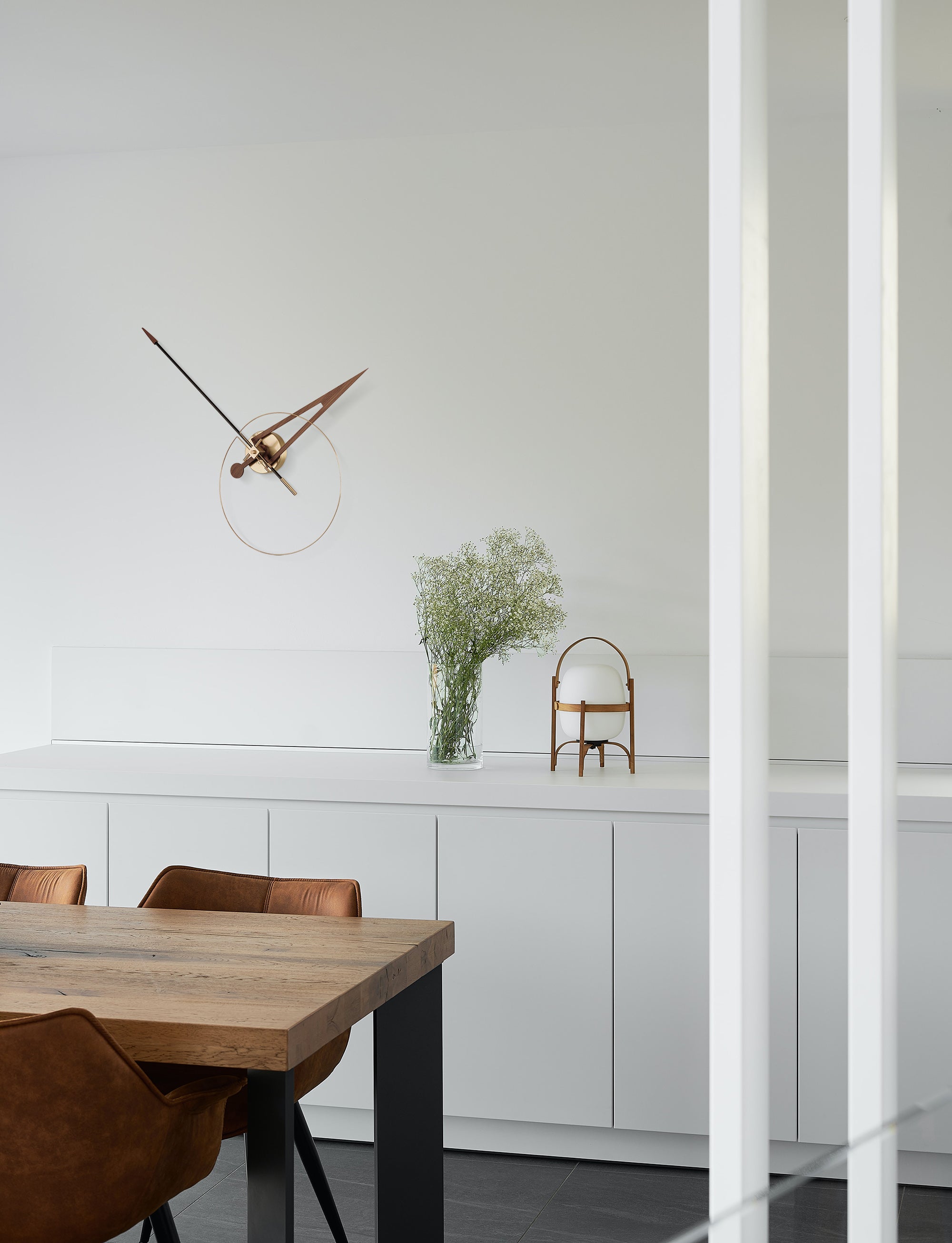 Wall Clock CRIS Walnut Wood with Brass Finish