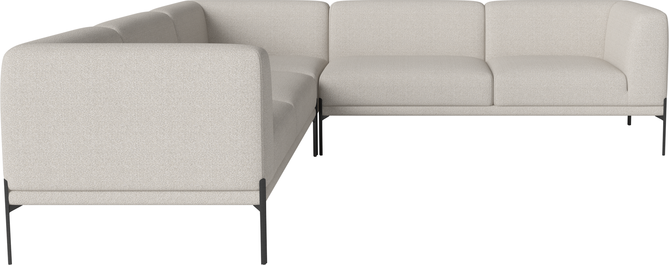 Symmetrical corner 6-seater caisa black steel base