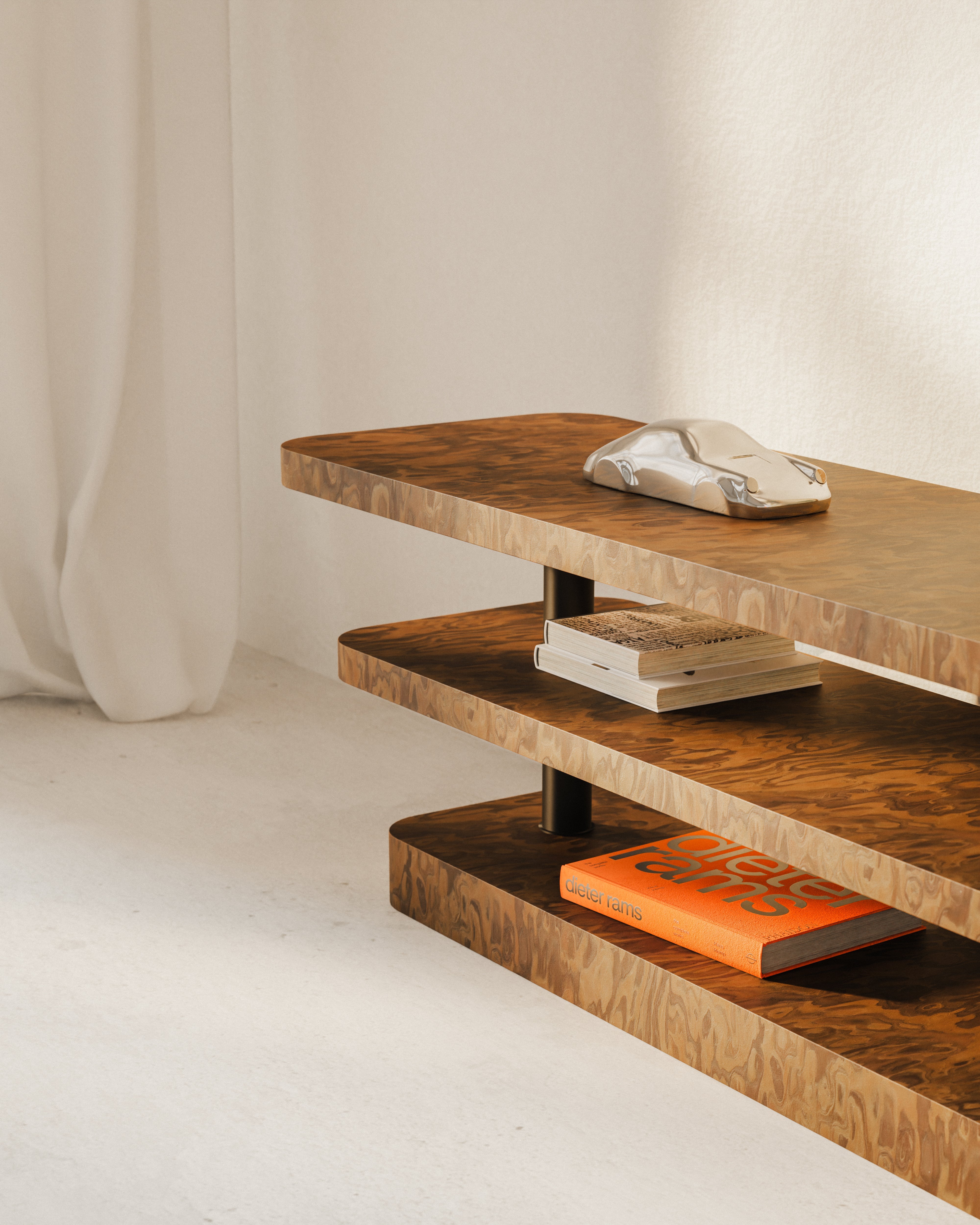 RTV Cabinet REL California Burl Veneer with Black Elements