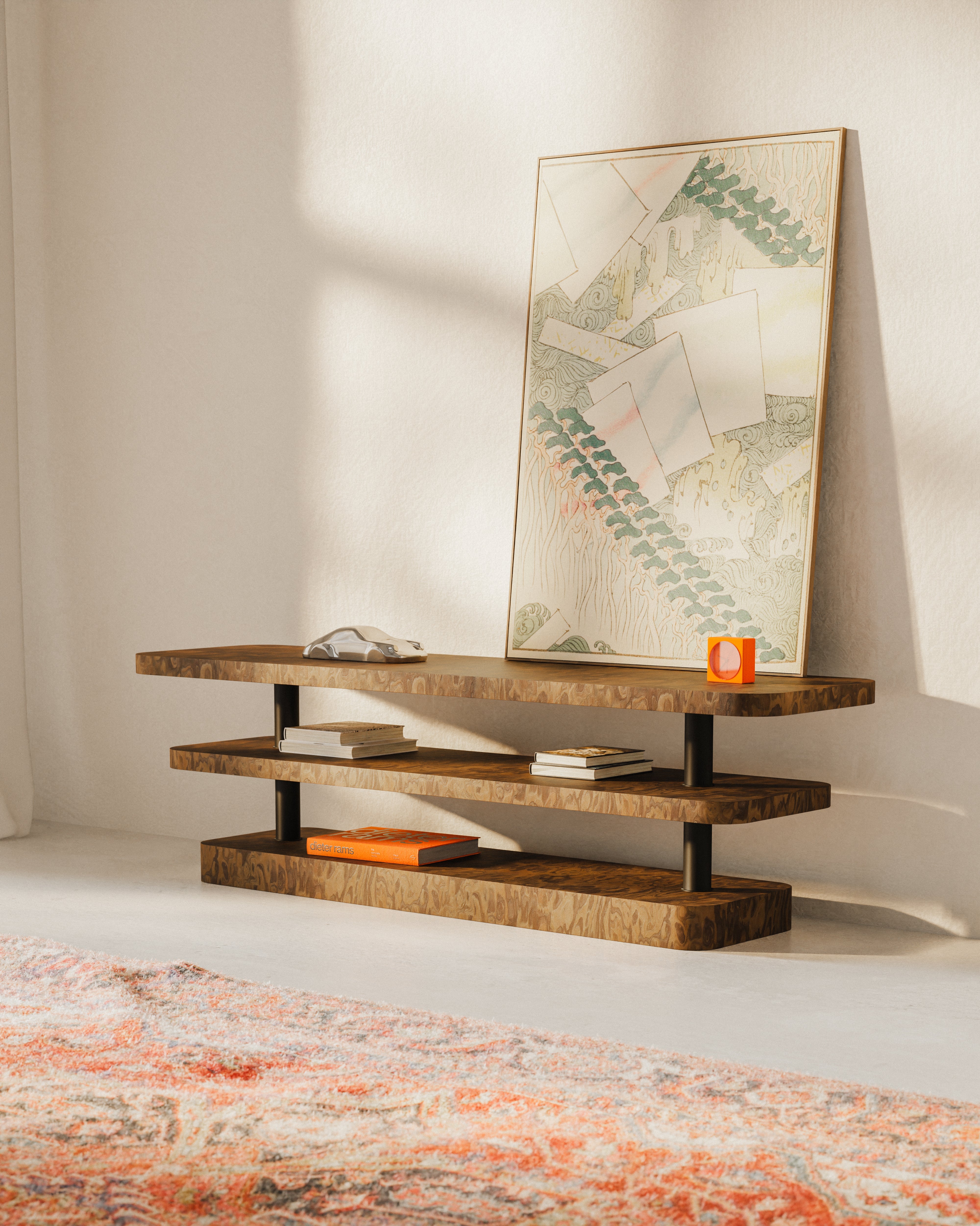 Televizní stolek REL dýha California Burl s černými prvky