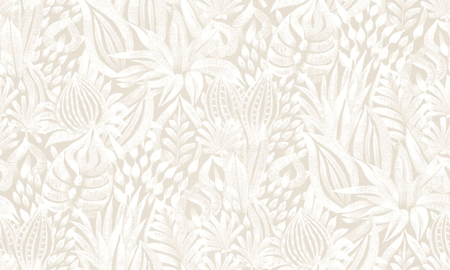 Textile wallpaper with a floral and leaf pattern FOLIAGE - BLANC cream