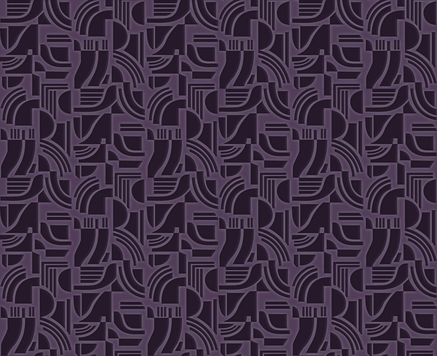 Structural textile wallpaper with geometric pattern ARCANE - AUBERGINE burgundy