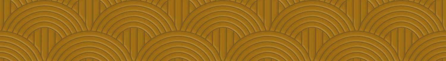 Textile wallpaper with a structural geometric pattern of arches VOLUTIS - MUSTARD yellow