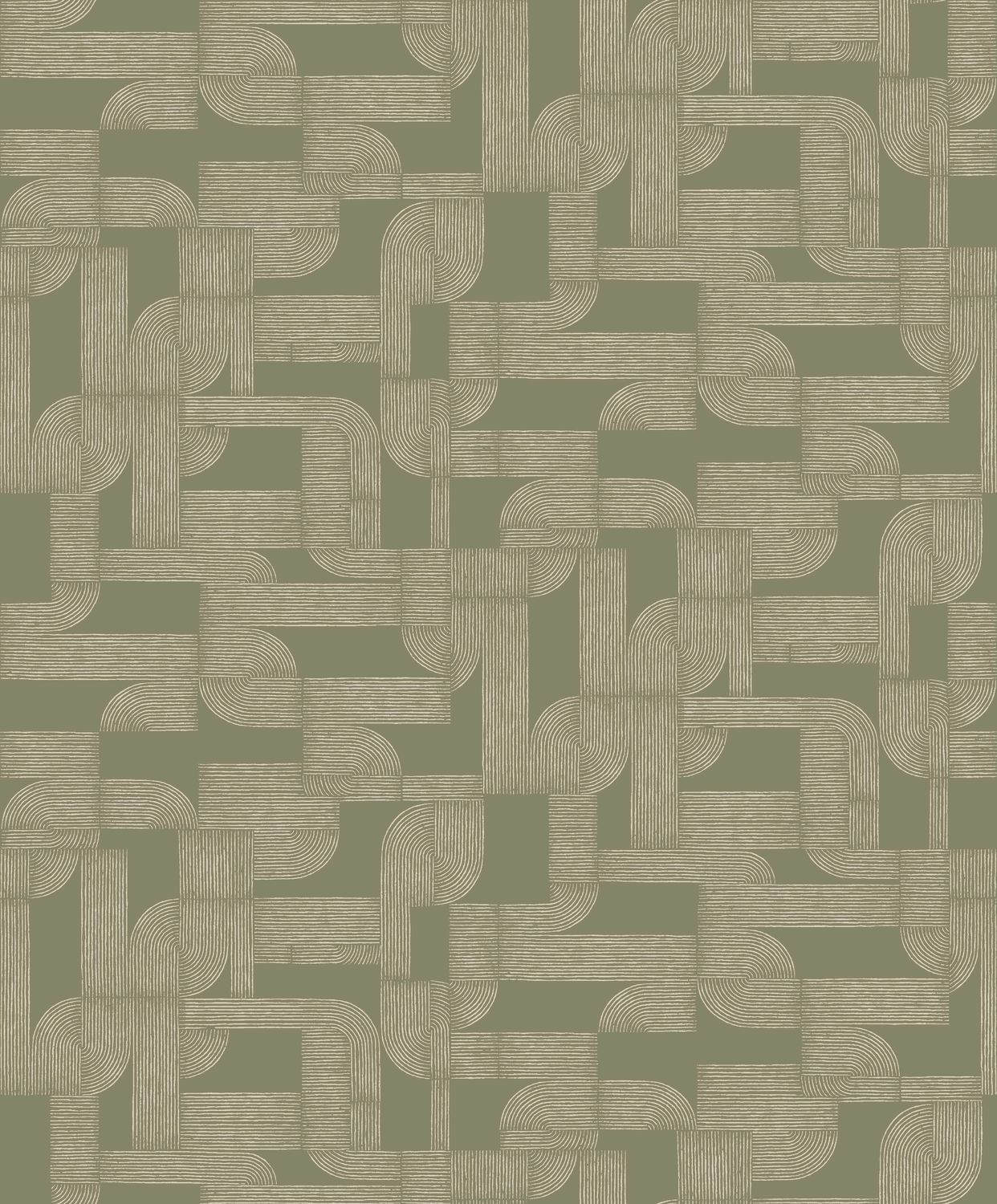Tapeta s geometrickým vzorem HECTOR - VERT ztlumená zelená