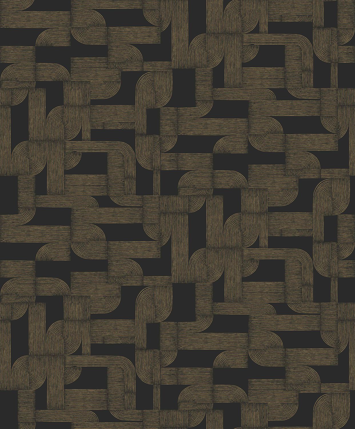 Wallpaper with geometric pattern HECTOR - BLACK/GOLD black with gold
