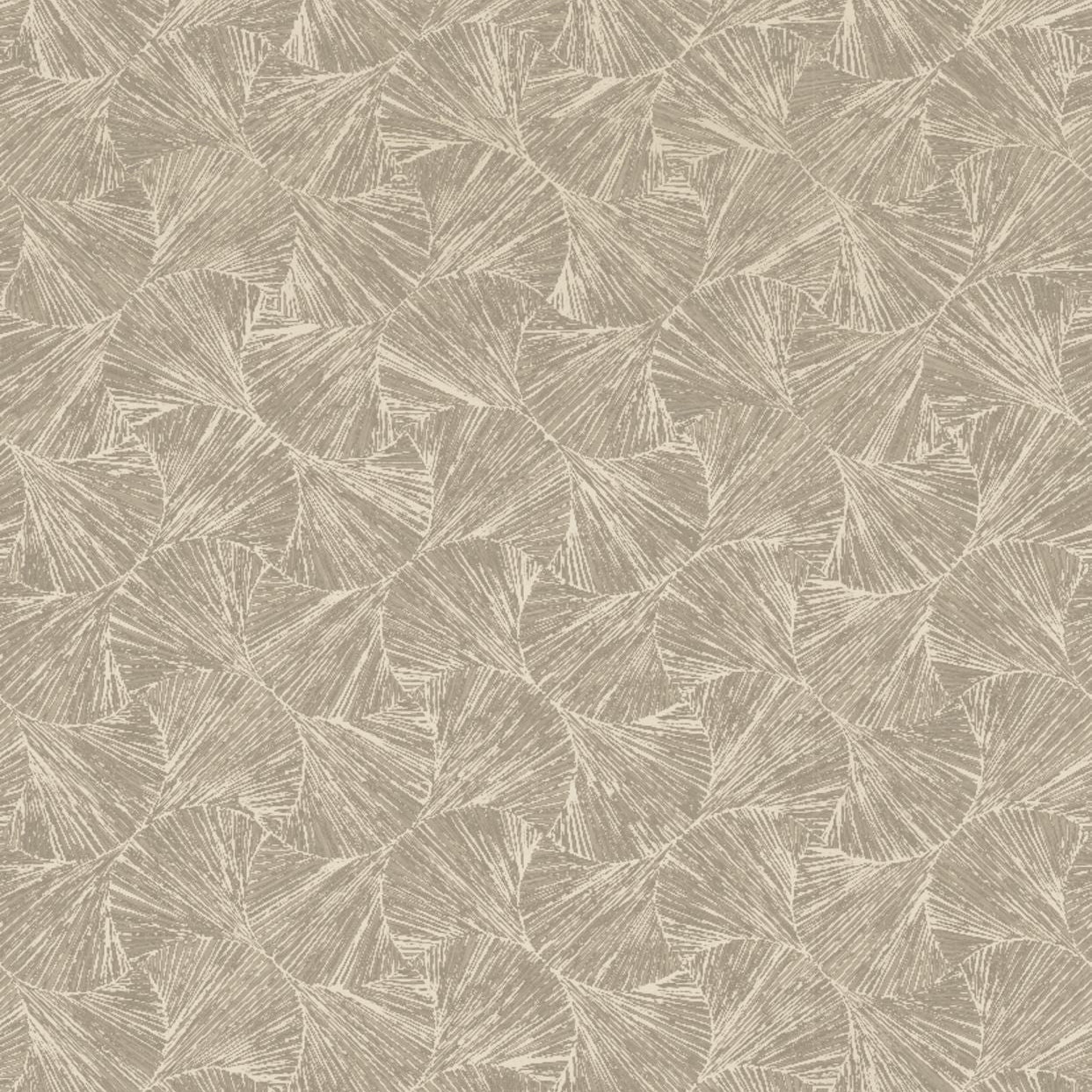 Metallic textured wallpaper with a plant leaf motif SONGKET - TRAVERTINE sandy beige