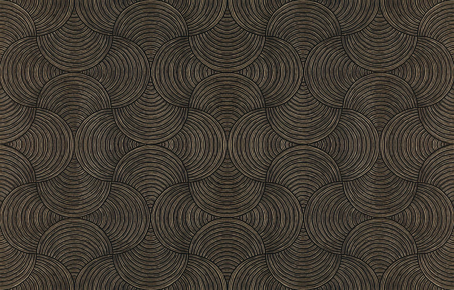 Metallic Structural Wallpaper with Geometric Pattern METEORE - NOIR/DORÉ Black with Gold