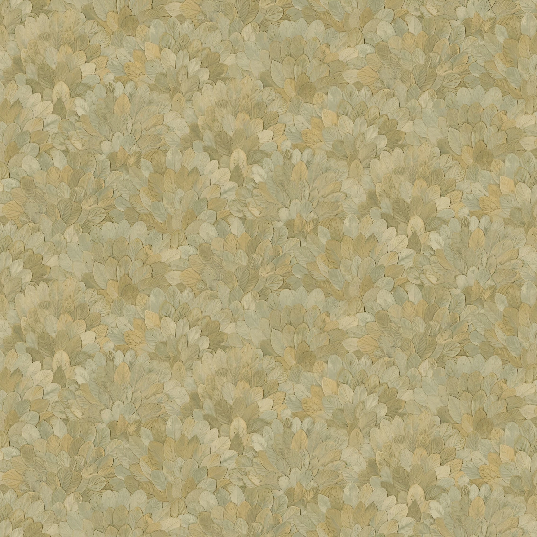 Tapeta se strukturovaným vzorem rostlinných listů guajávy FEIJOA - AMANDE olivová