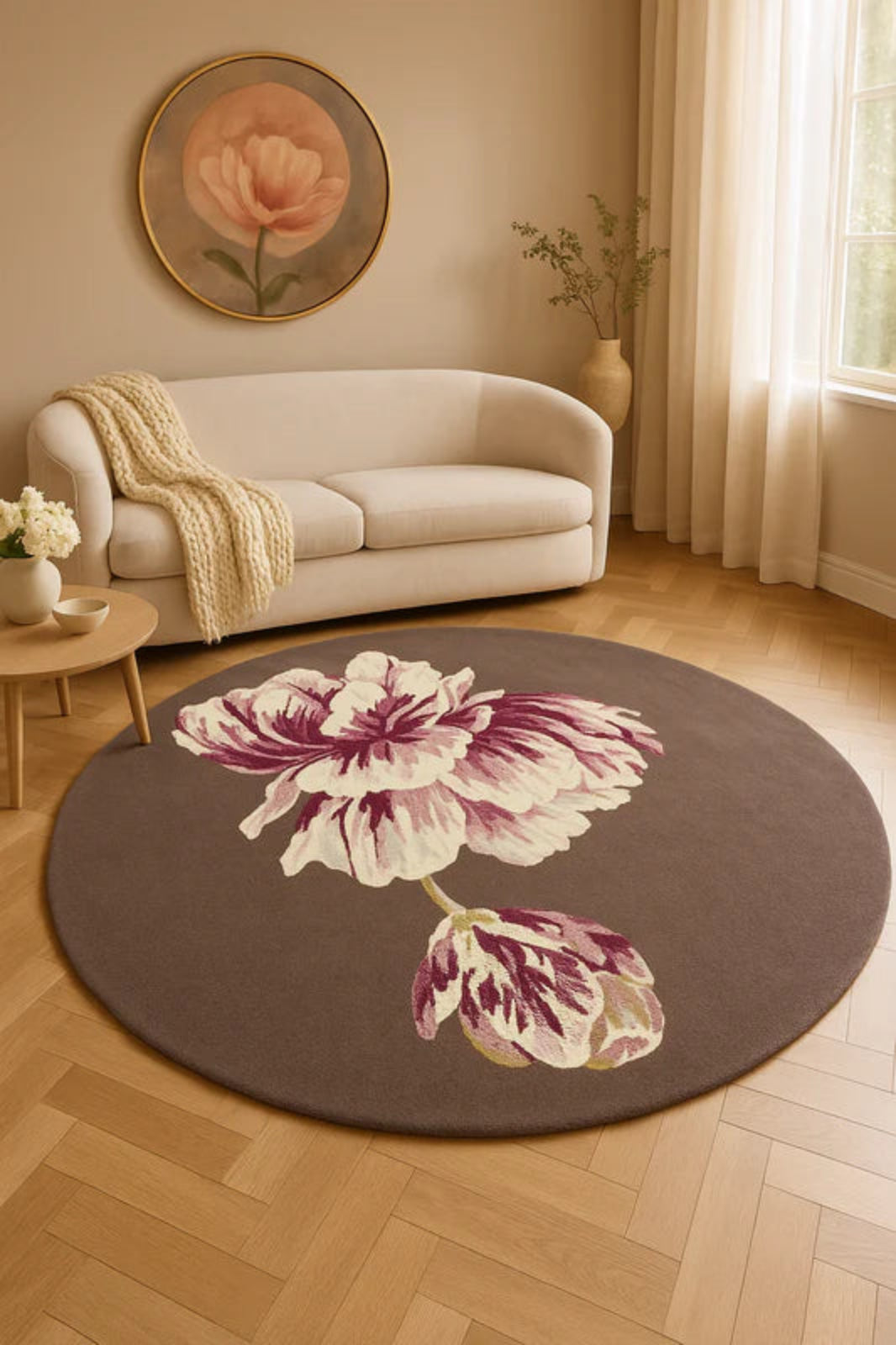 Round carpet Tranquility Aubergine brown