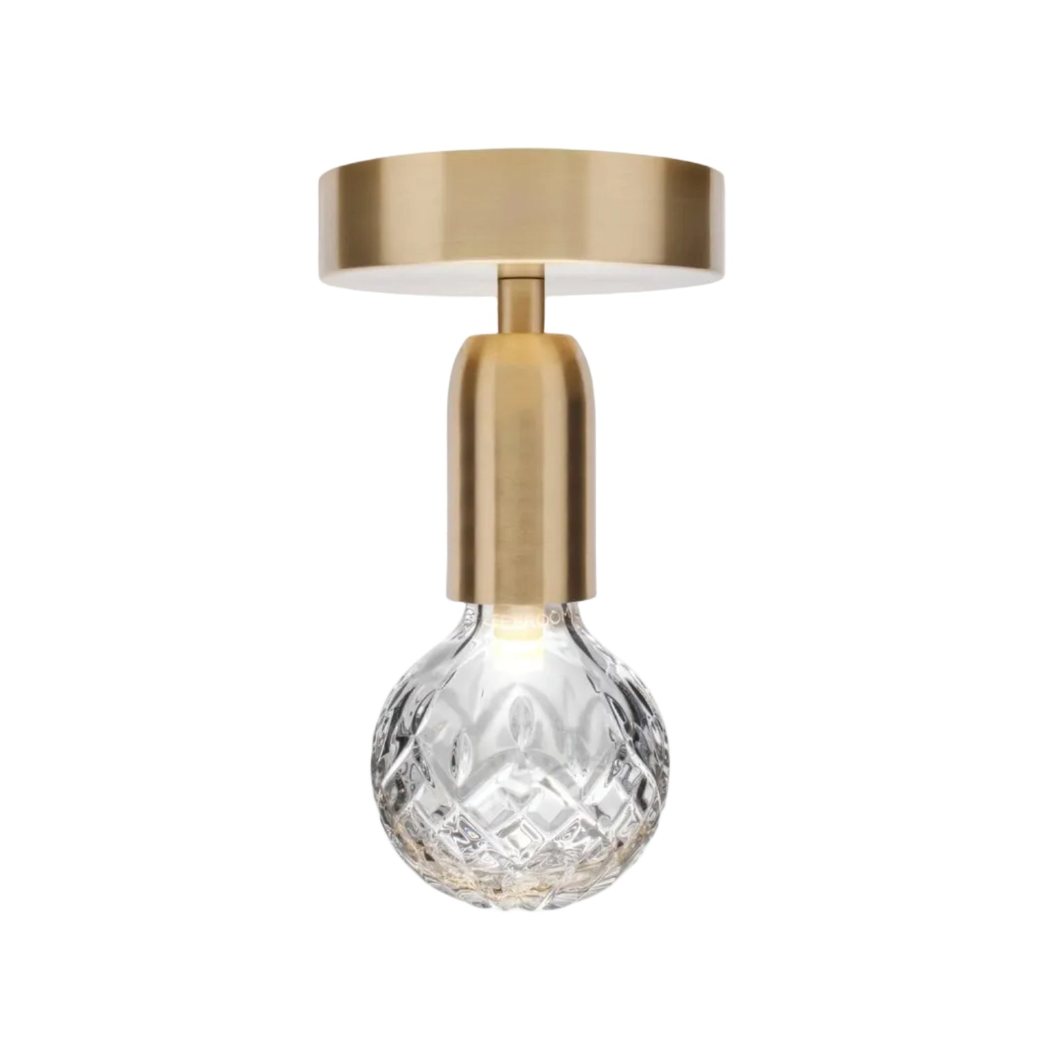 Lustrná lampa CRYSTAL BULB z křišťálového skla s mosazným povrchem