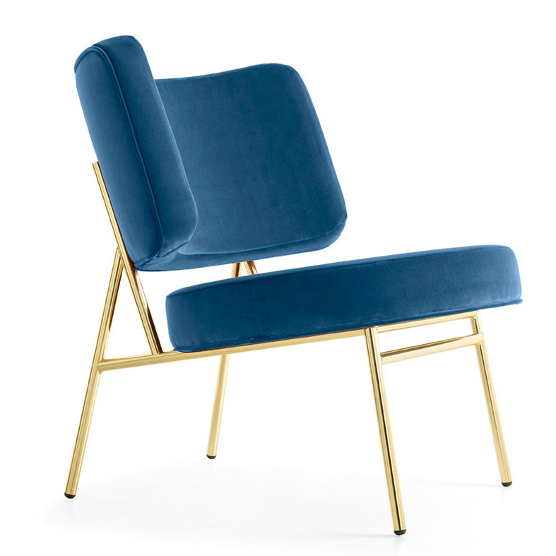 Upholstered COCO armchair with a golden base