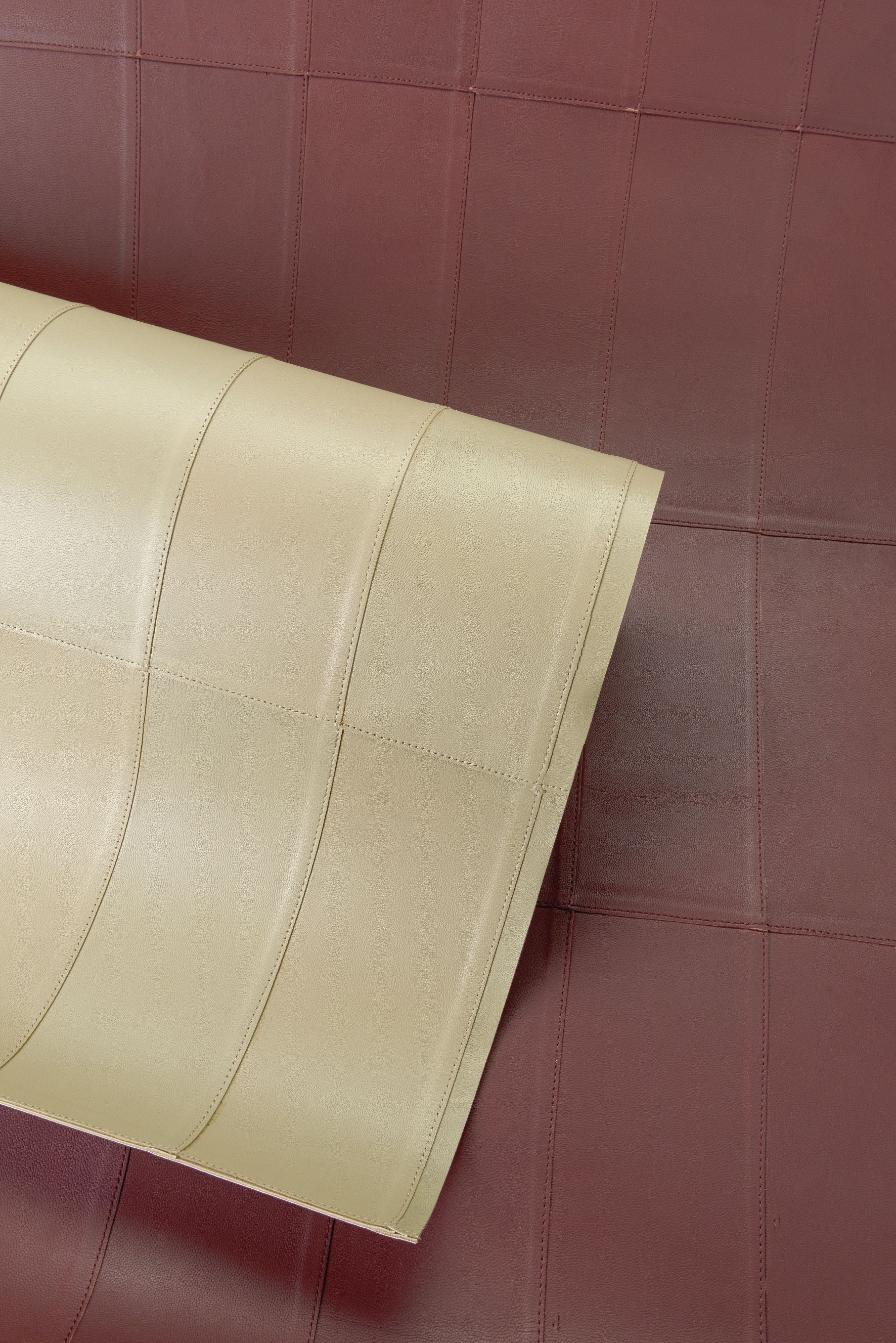 Natural leather wallpaper with geometric pattern PALADIN light brown