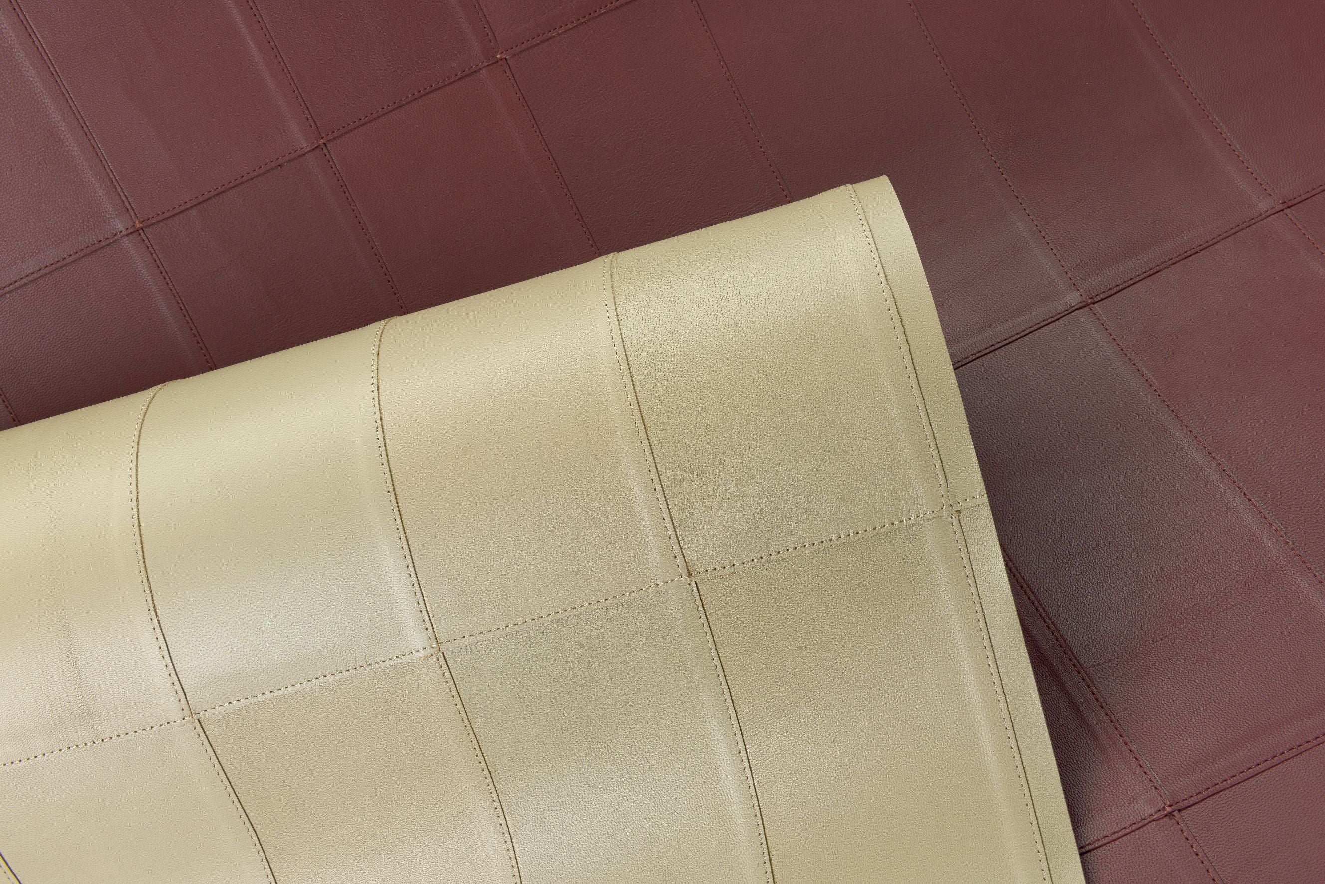Natural leather wallpaper with geometric pattern PALADIN light brown