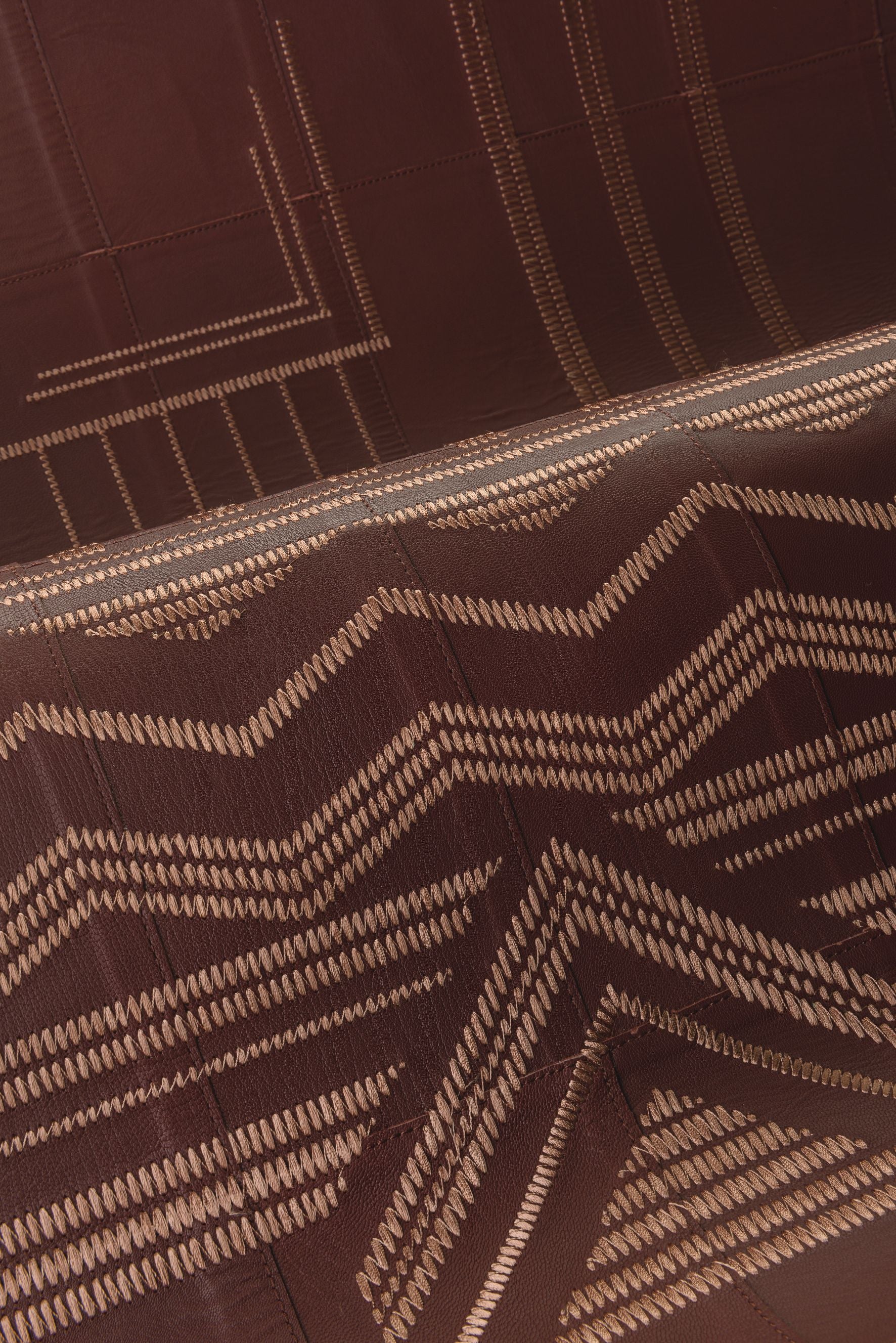 Natural leather wallpaper with geometric pattern PALAZZO beige