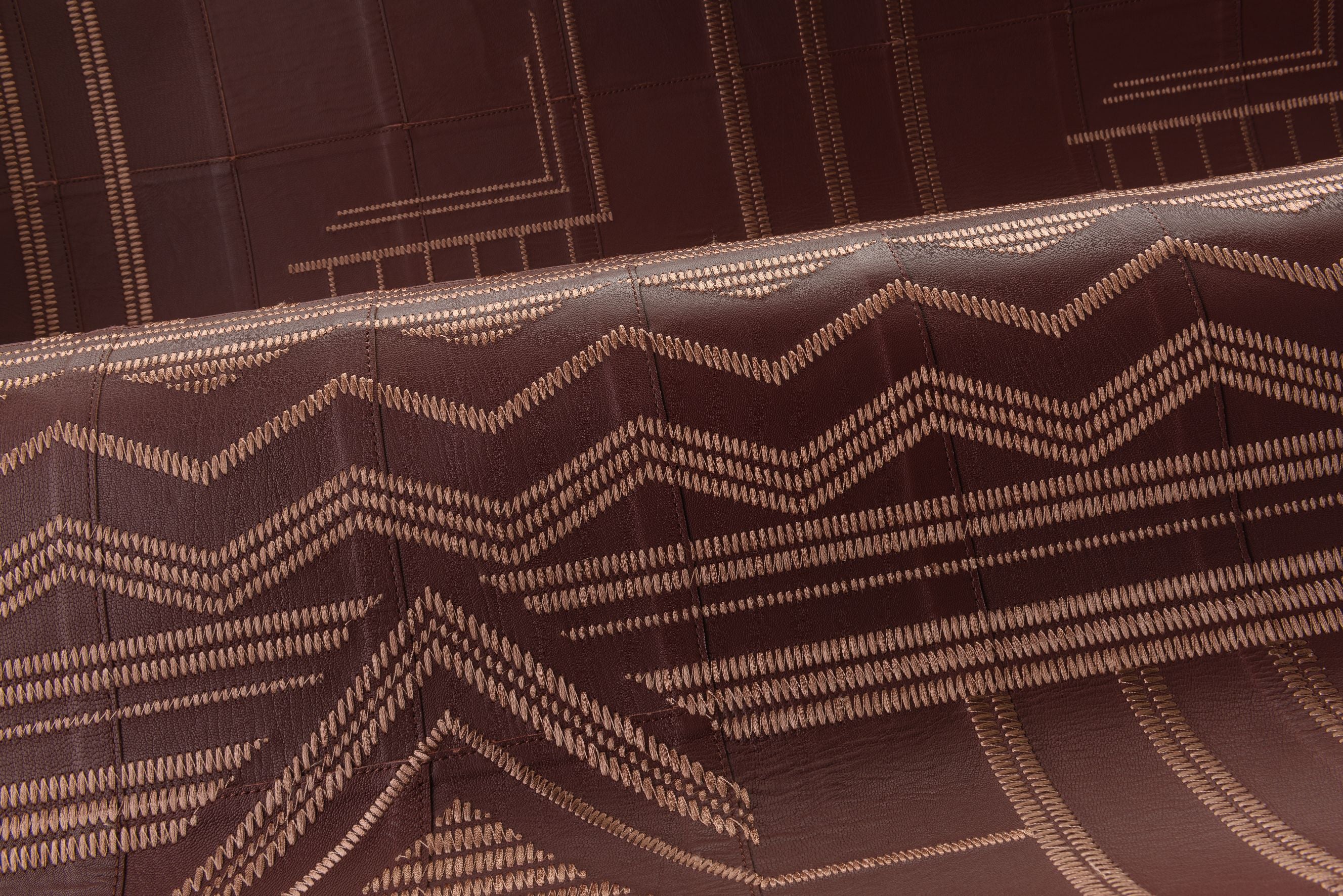 Natural leather wallpaper with geometric pattern PALAZZO beige