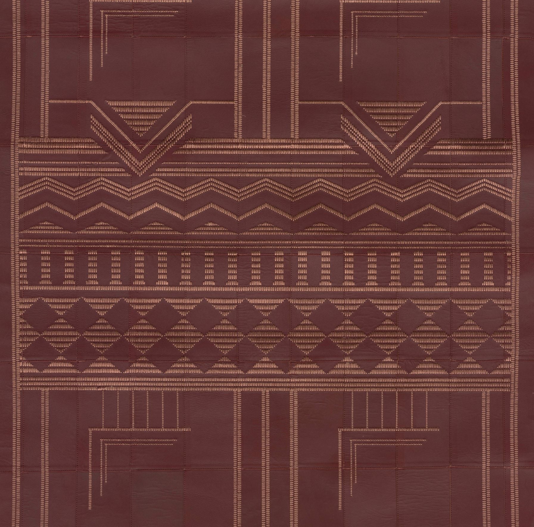 Natural leather wallpaper with geometric pattern PALAZZO burgundy