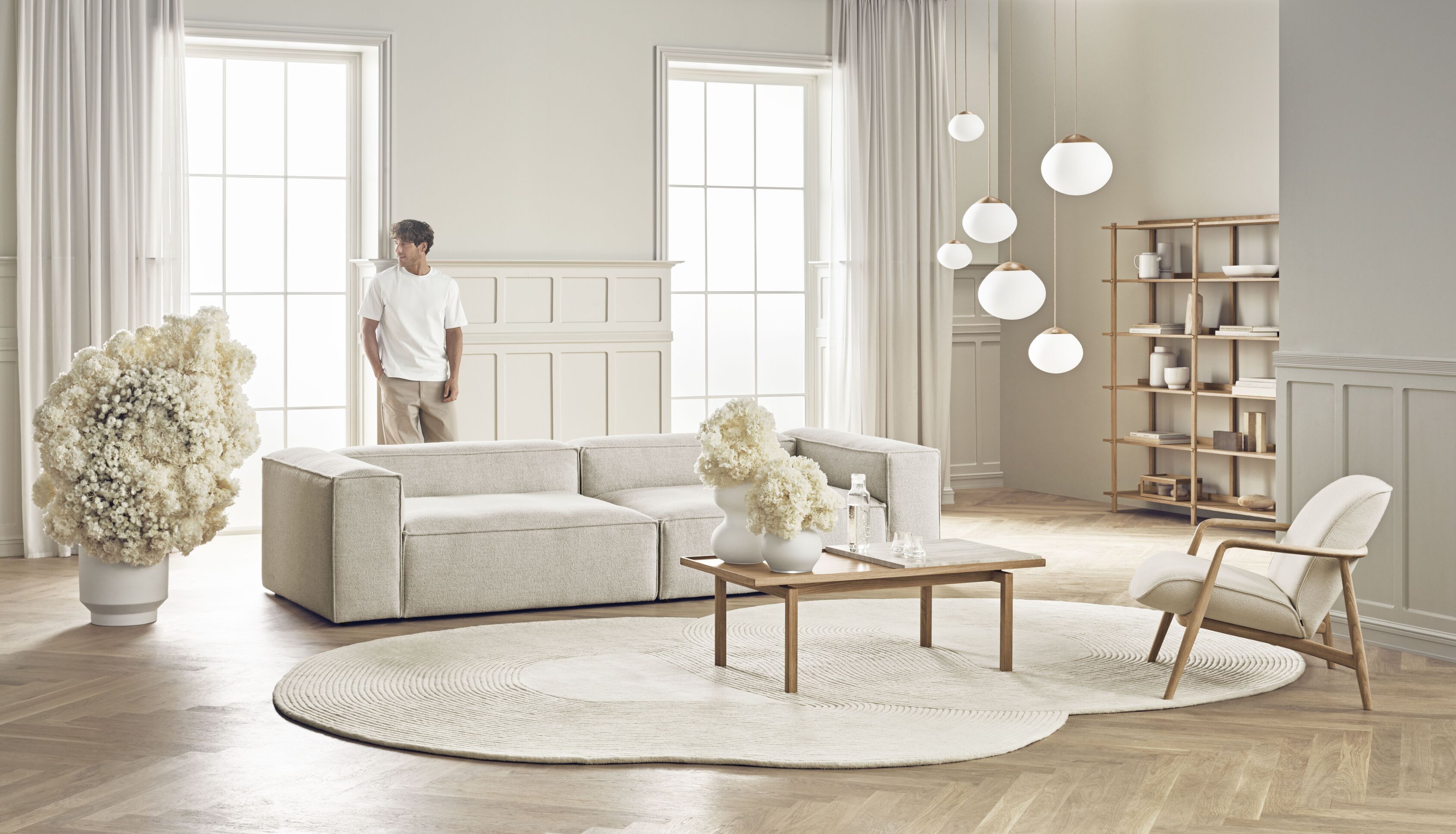 Oval rug ZEN SHAPED beige