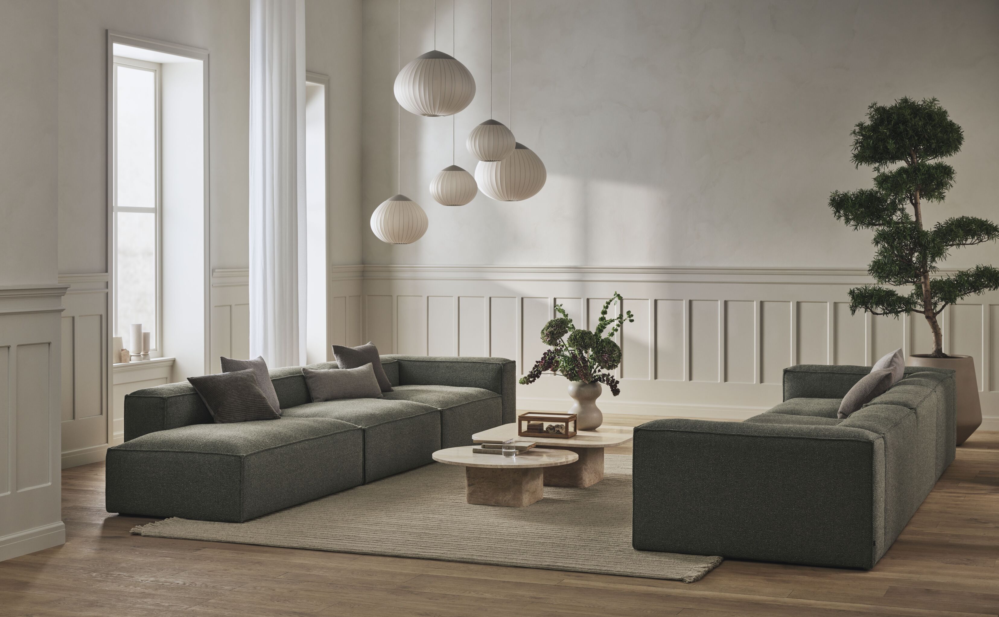 Kulatý konferenční stolek EIDA pískový travertin