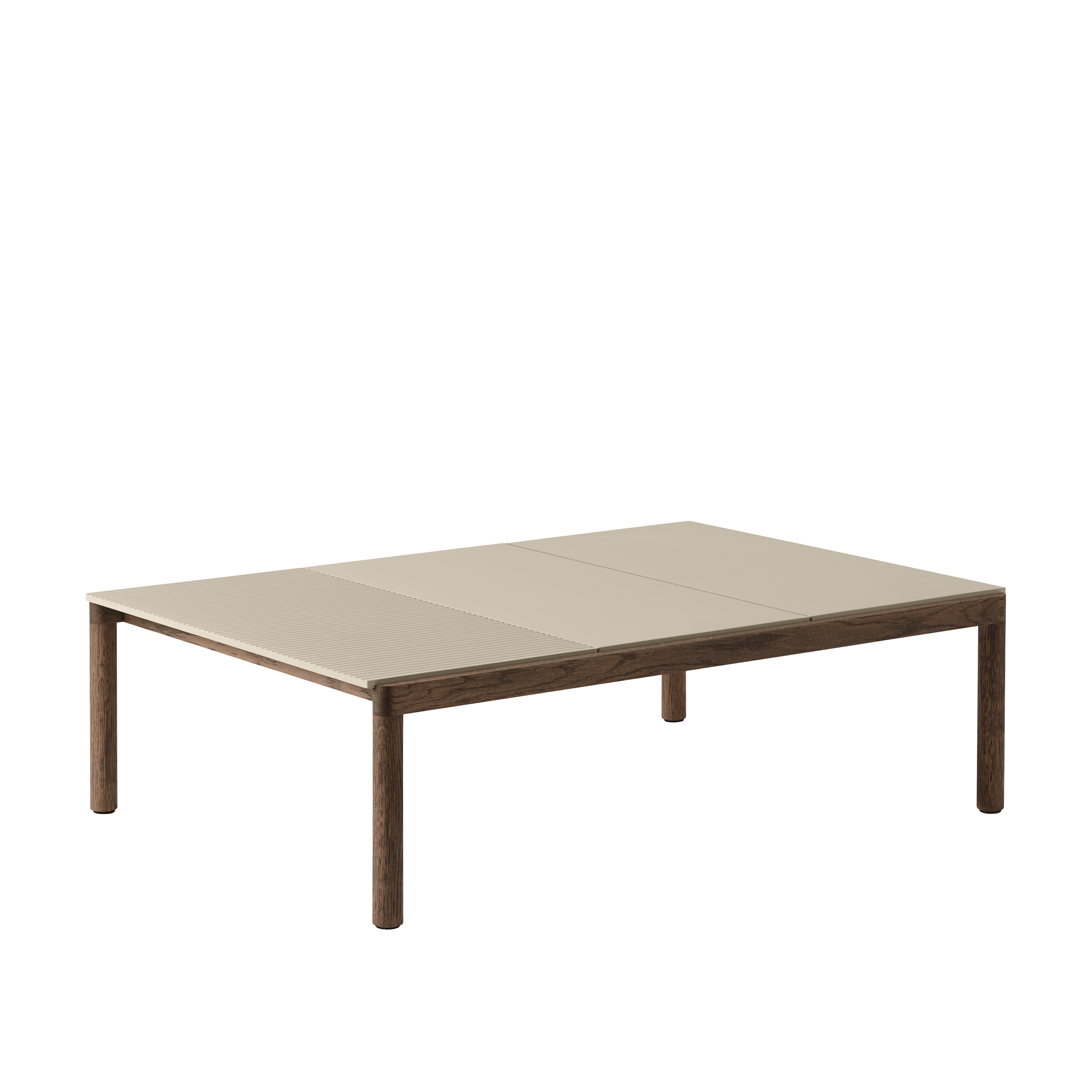 Couple Coffee Table in Sand with Dark Oak Base