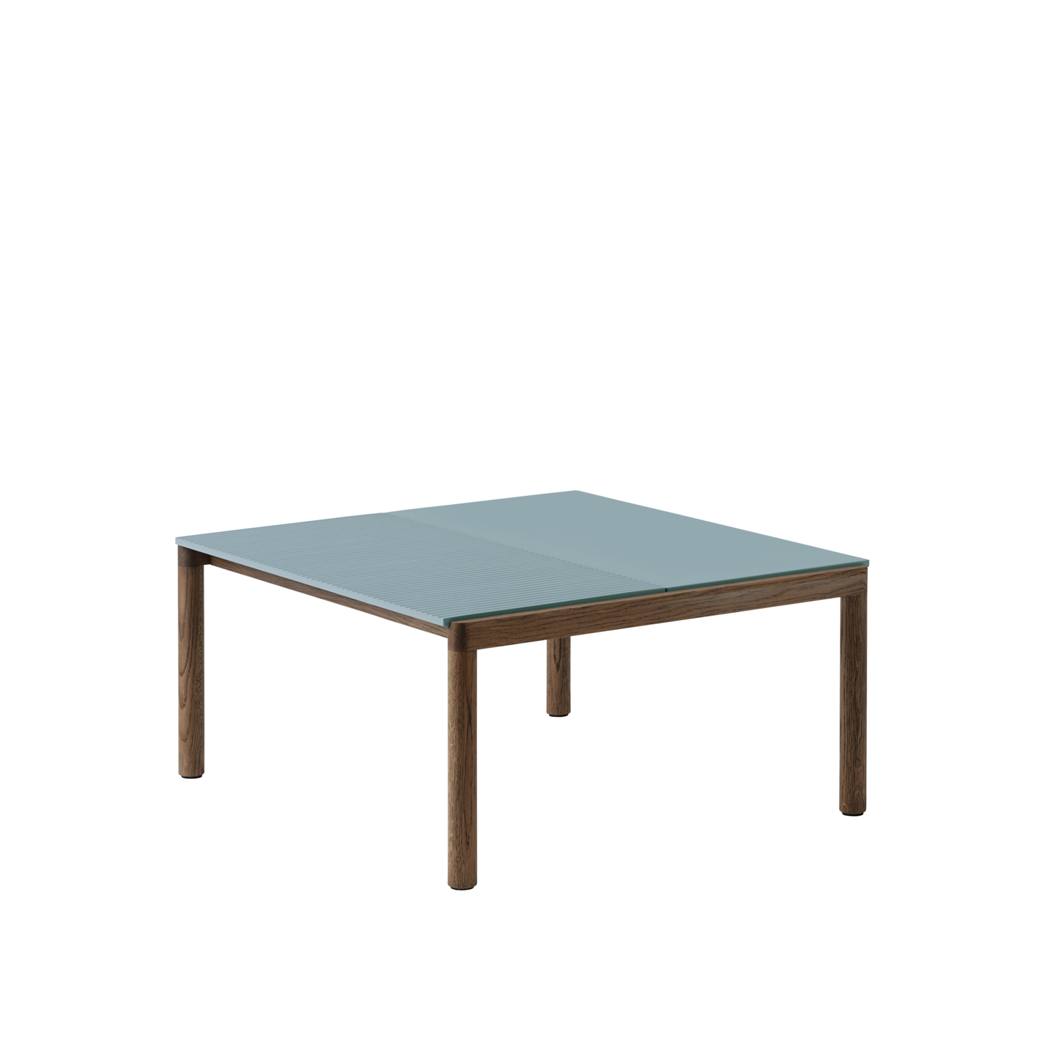 COUPLE Coffee Table in Blue with Dark Oak Base