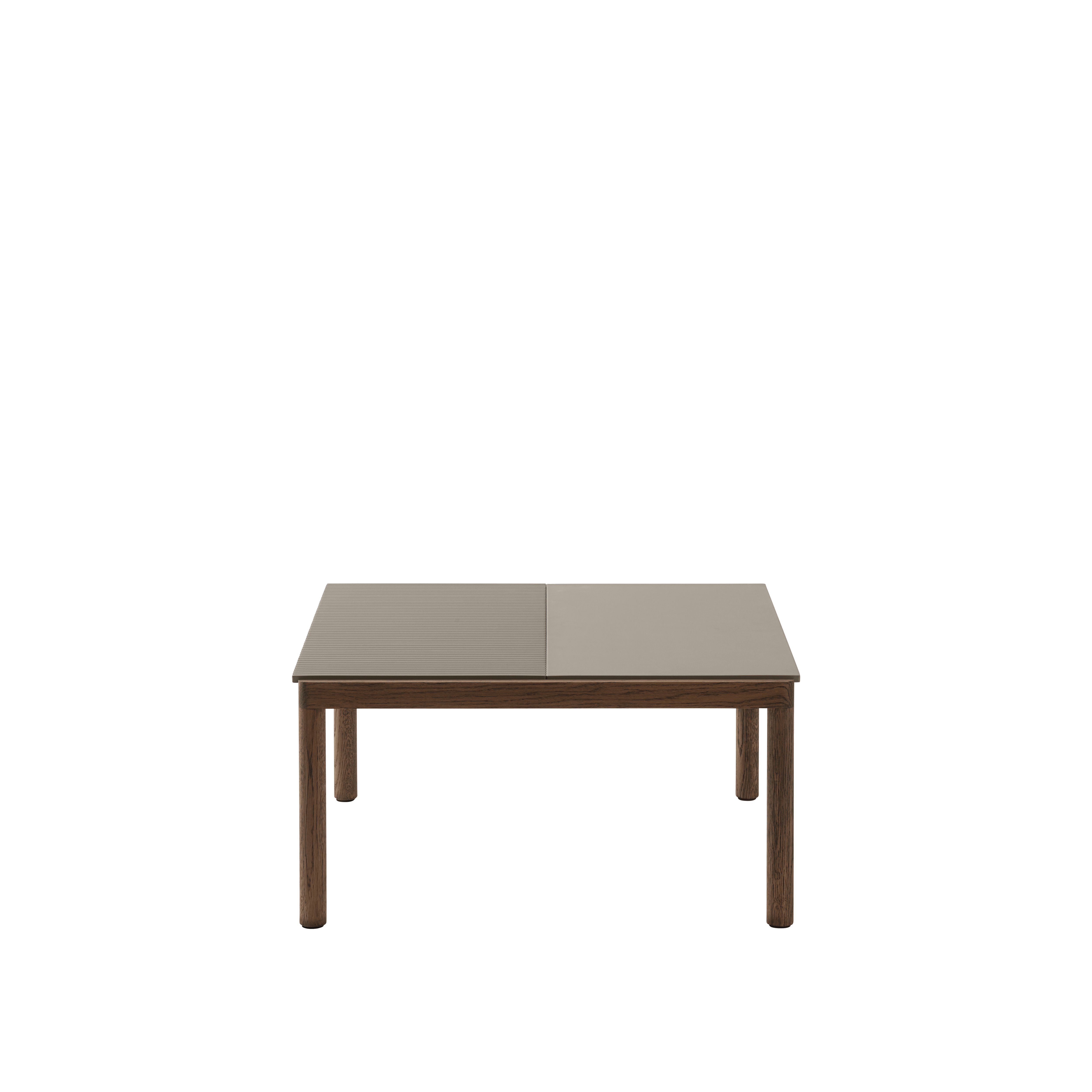 COUPLE taupe coffee table with a dark oak base