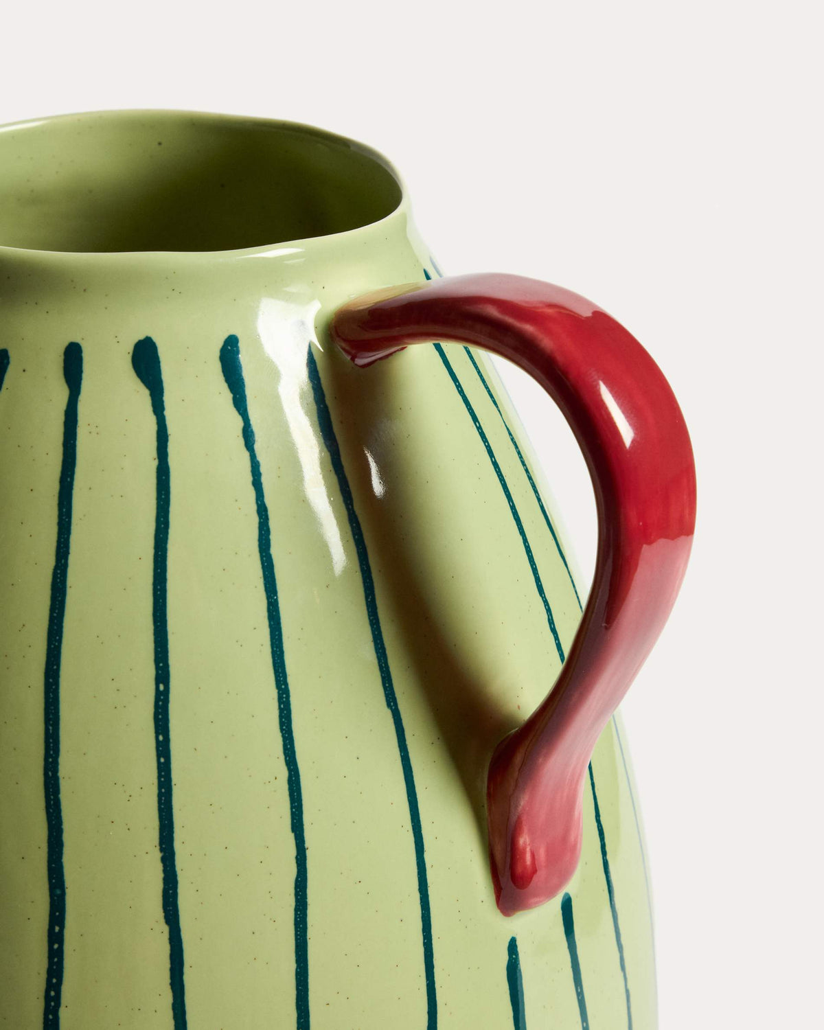 Wazon JUSTINE FRANCO zielony z czerwonym ceramiczny – ujęcie 3