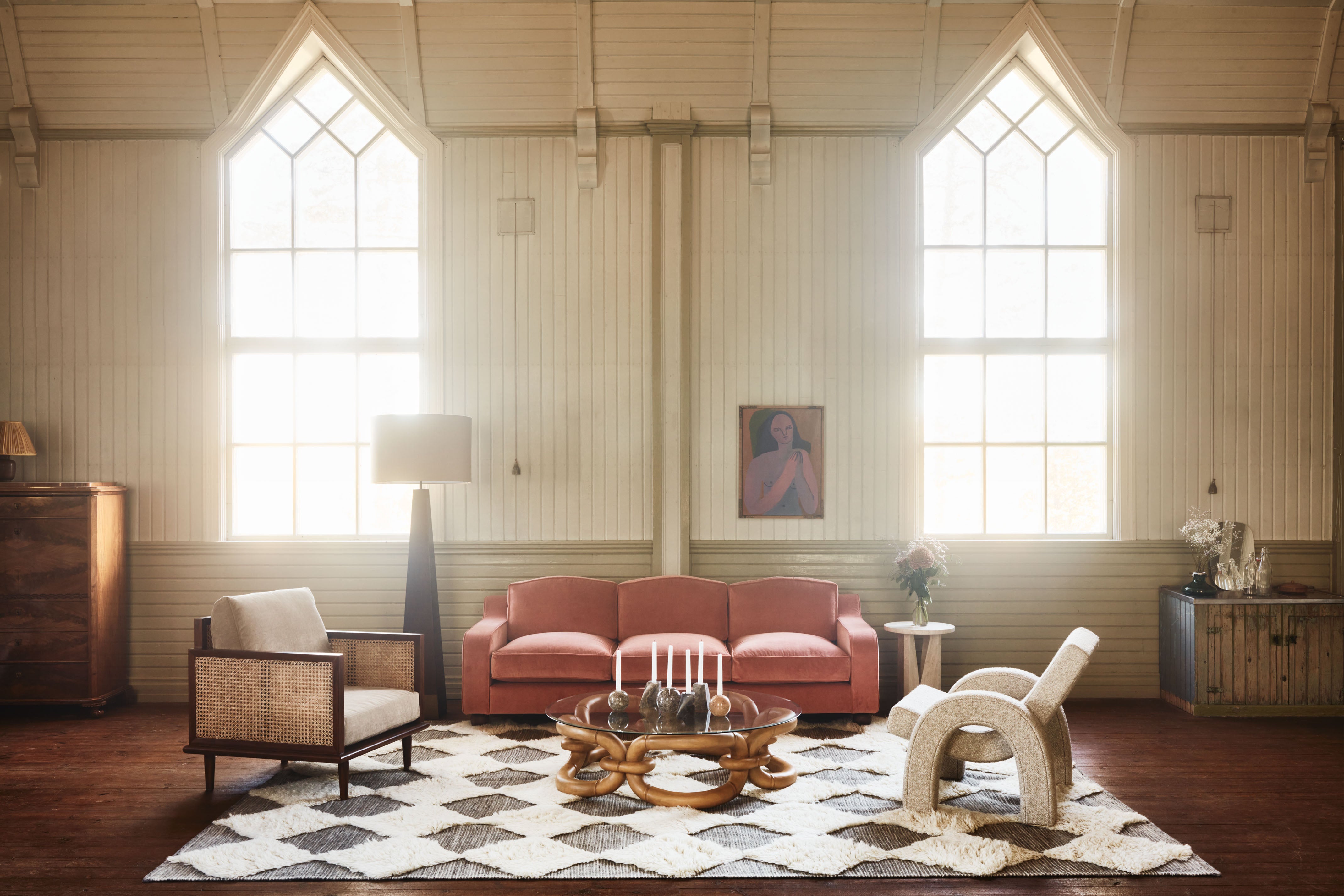 Dywan CHESS RYA szary z kremowym