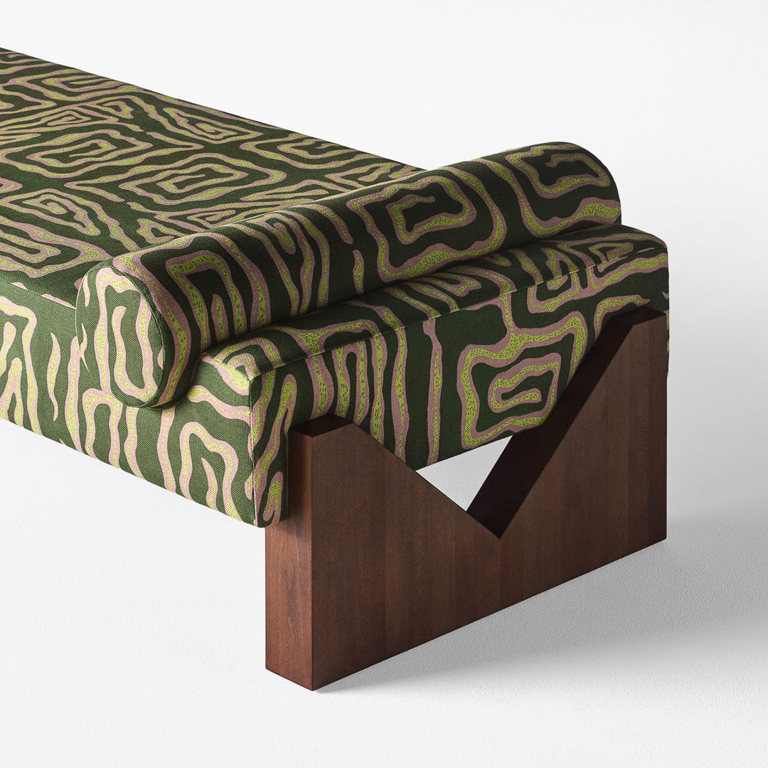 Daybed V green with beige pattern
